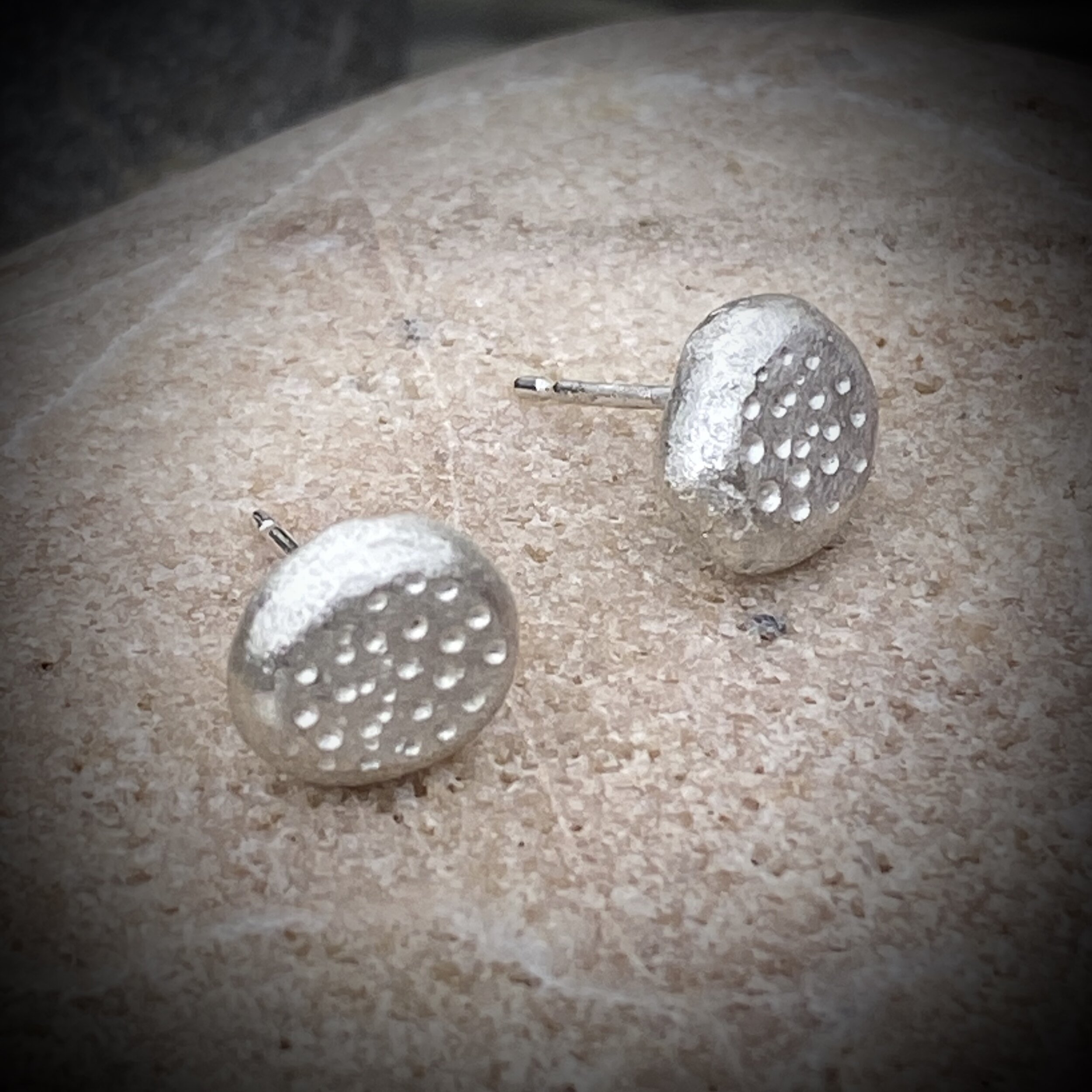 Chunky Silver Dotty Nugget Studs- Large