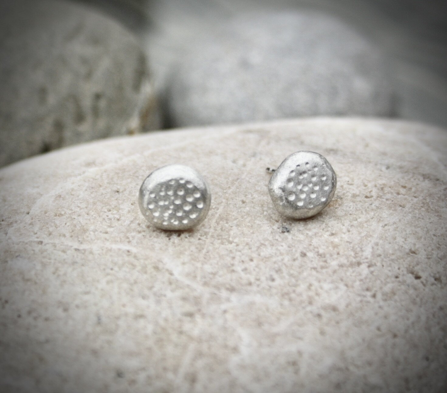 Chunky Silver Dotty Nugget Studs- Large