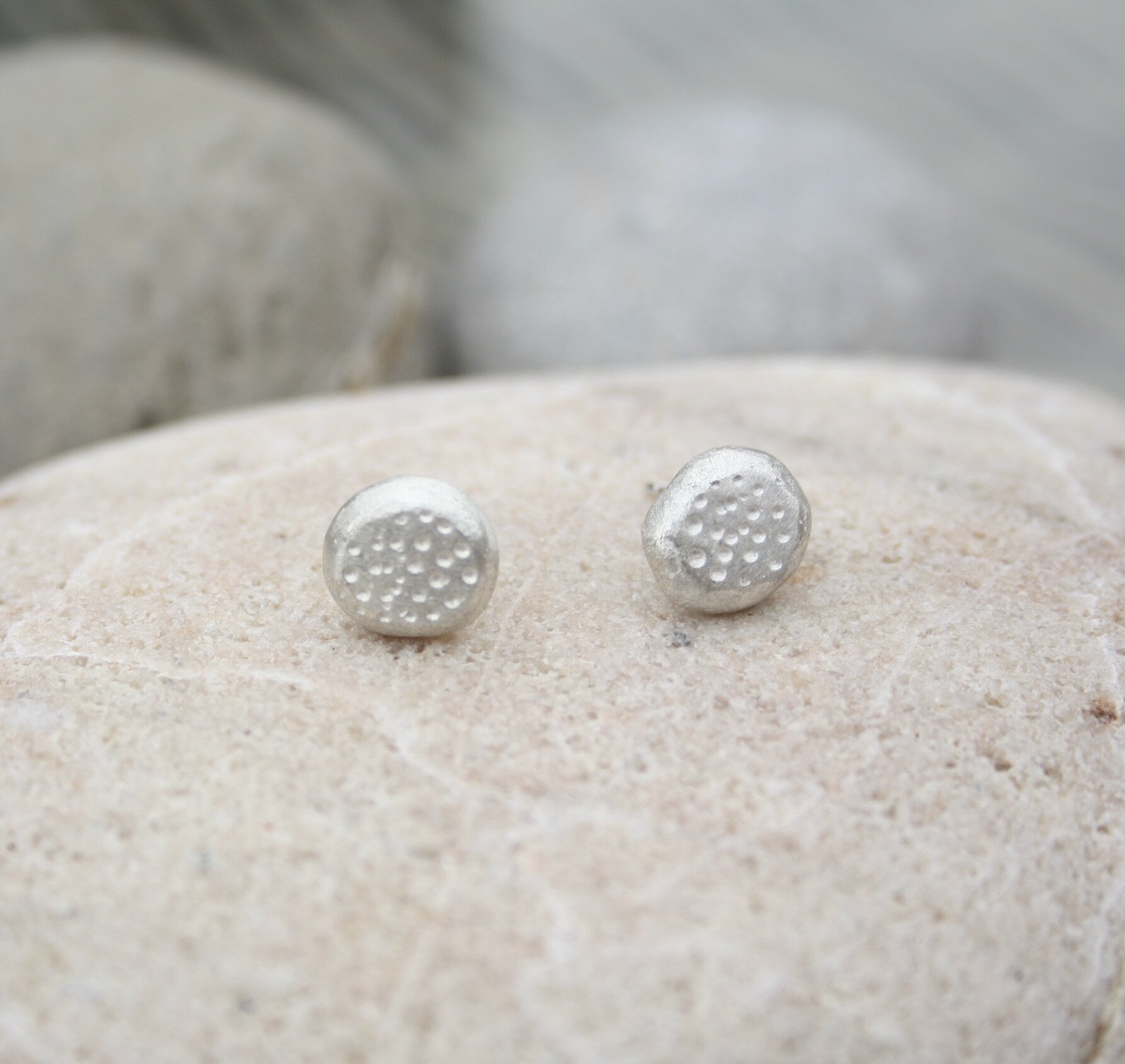 Chunky Silver Dotty Nugget Studs- Large