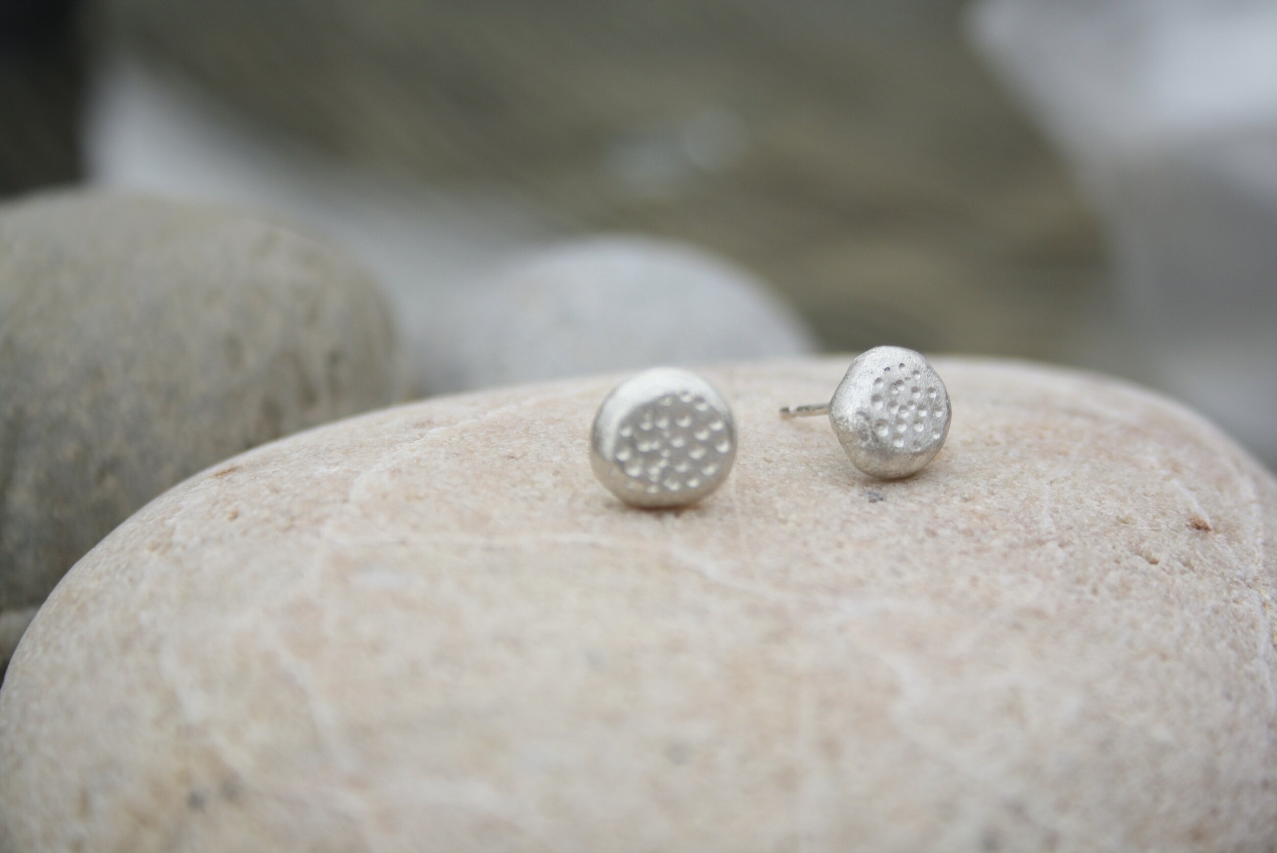 Chunky Silver Dotty Nugget Studs- Large