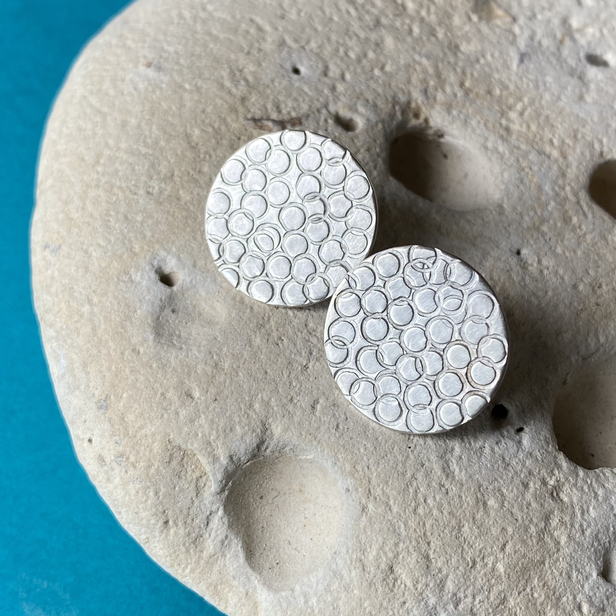 Textured Silver/Oxidised Silver Stud Earrings