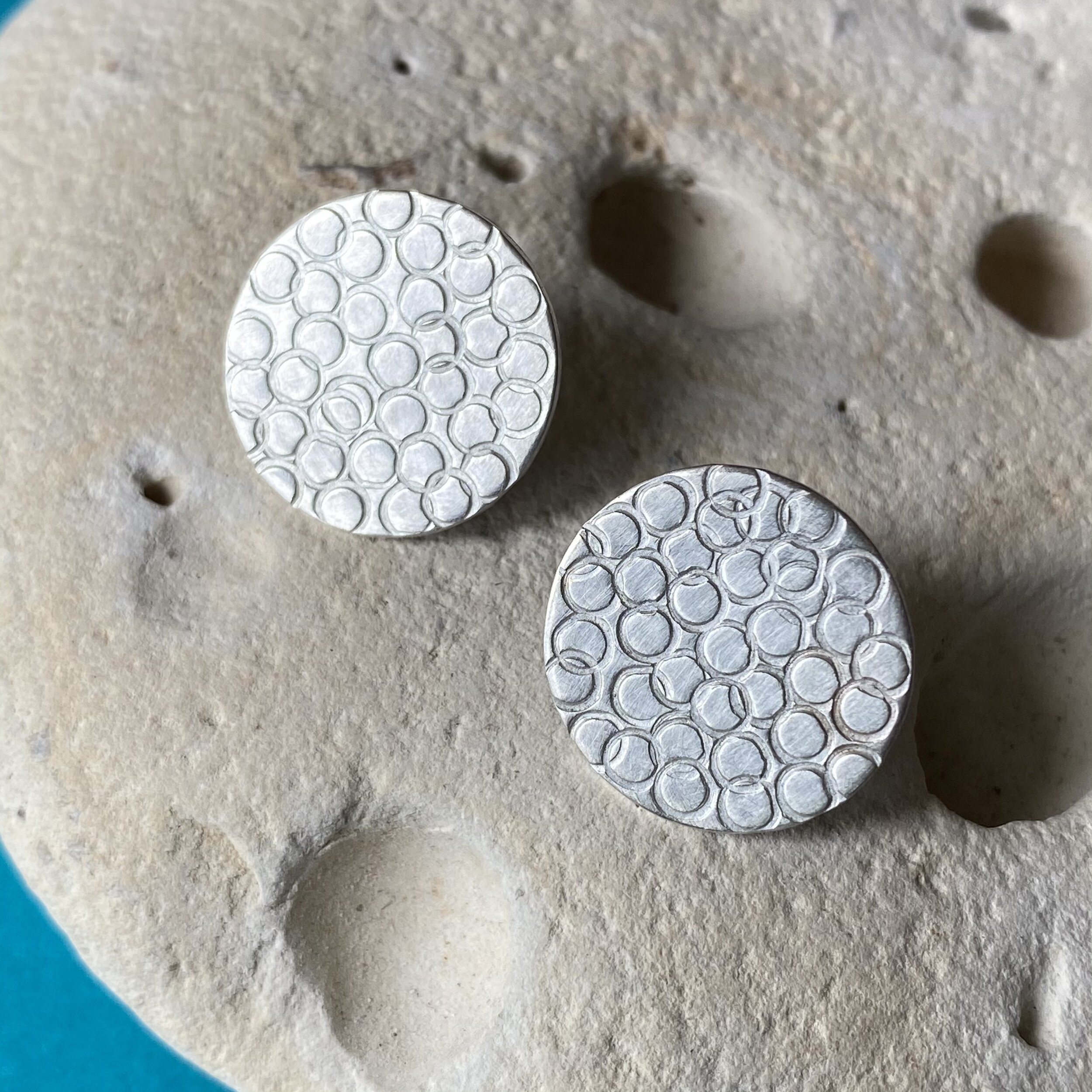 Textured Silver/Oxidised Silver Stud Earrings