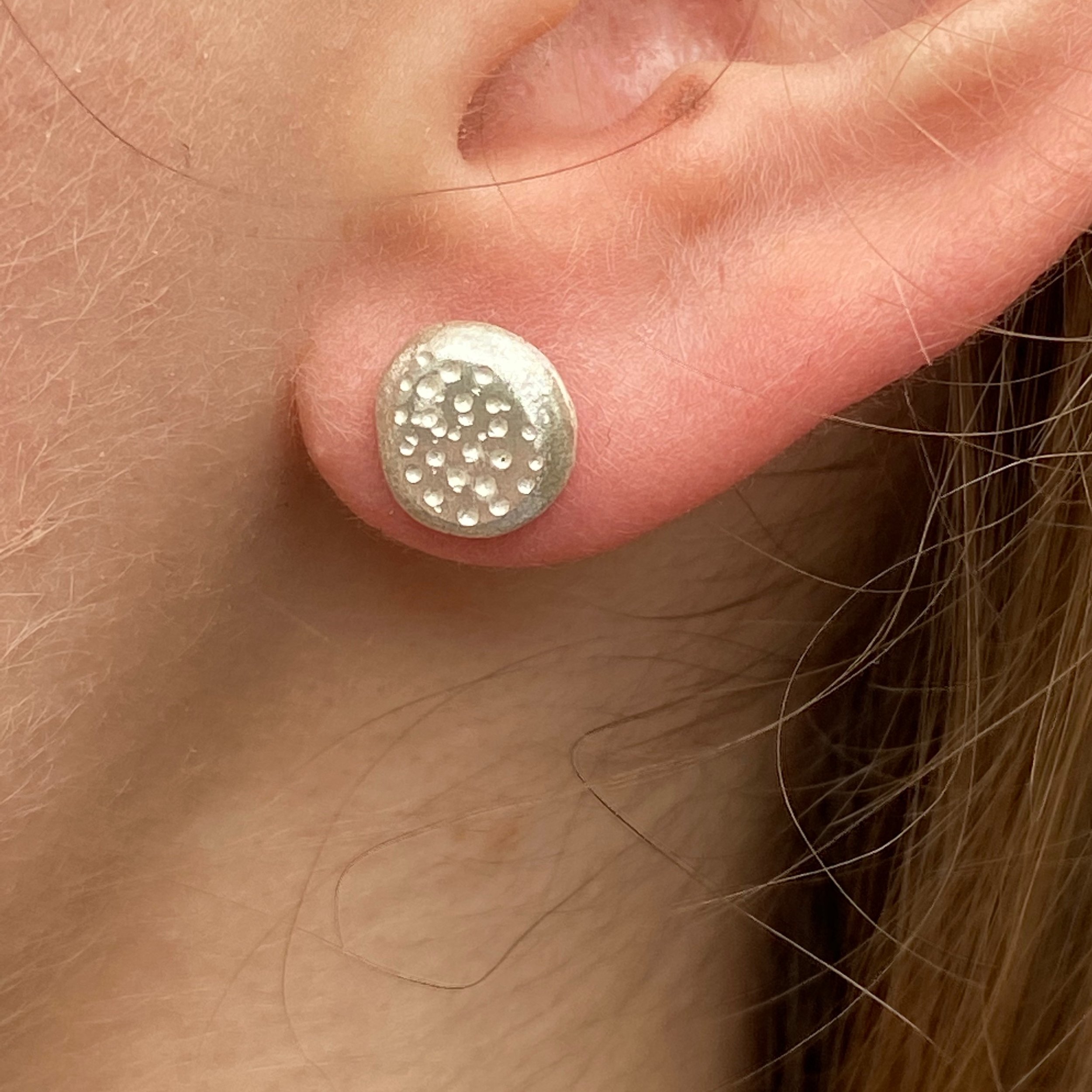 Chunky Silver Dotty Nugget Studs- Large