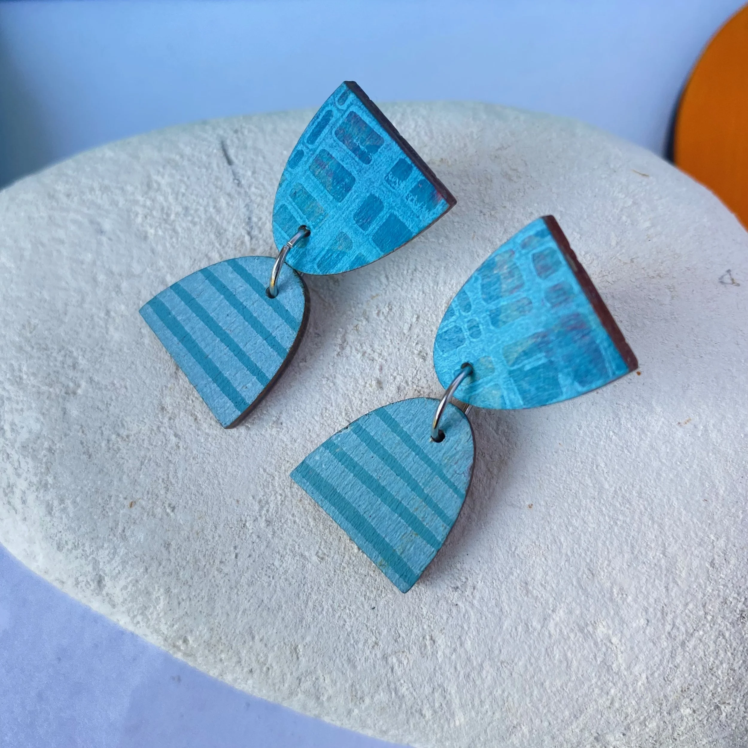 Double Arch Shape Earrings- Blues
