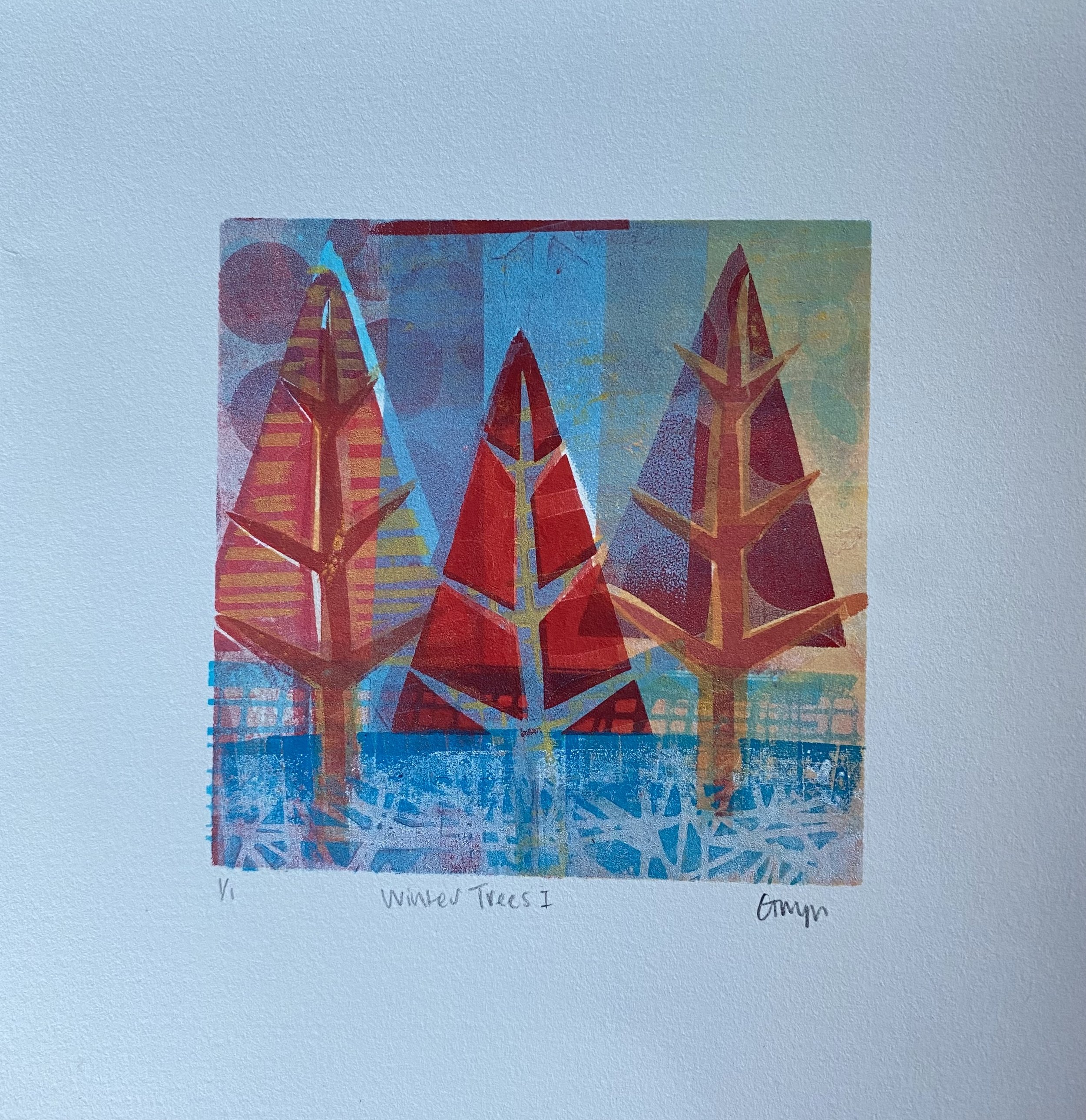 Winter Trees I- Original Mono-print