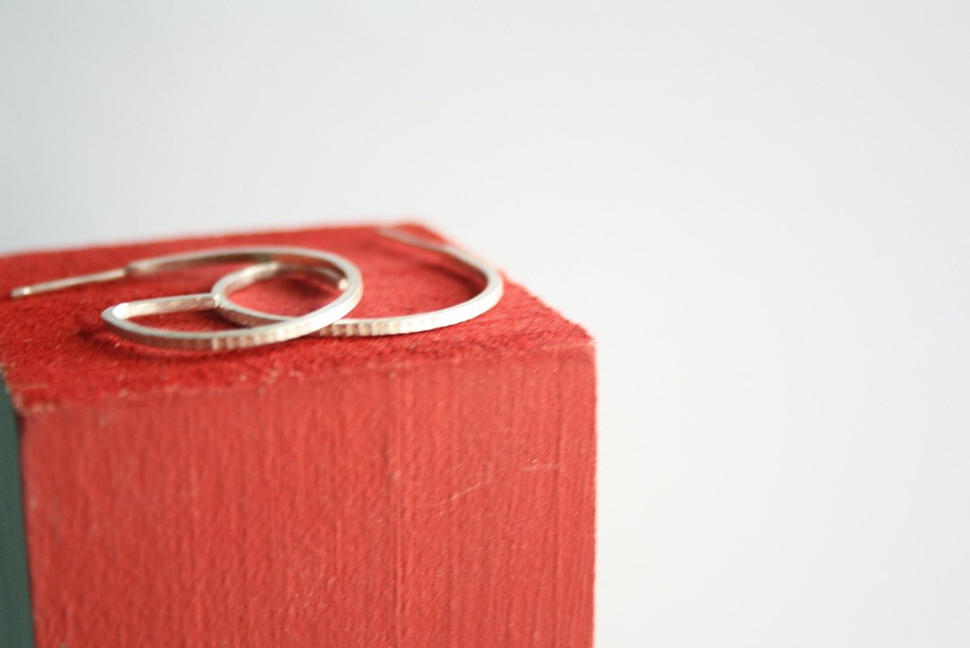 Reversible Hoop Earrings with Blue/Red/Purple-Orange/Red