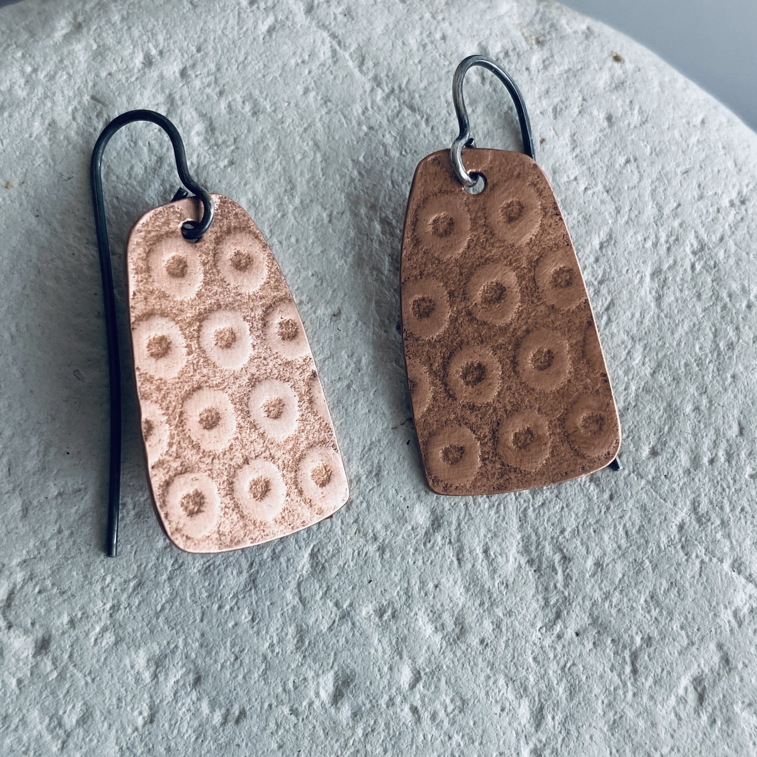 Textured Copper Dangle Earrings