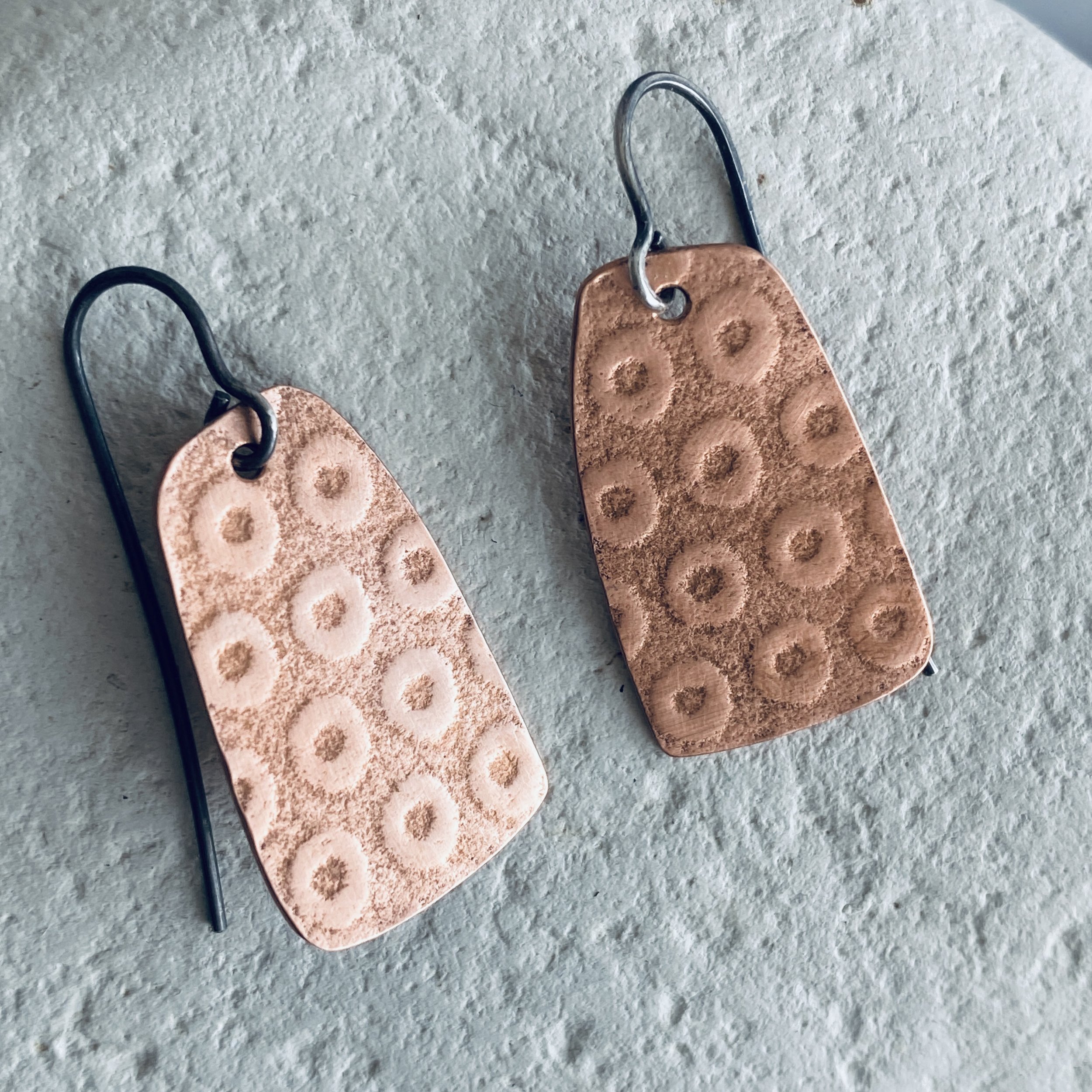 Textured Copper Dangle Earrings