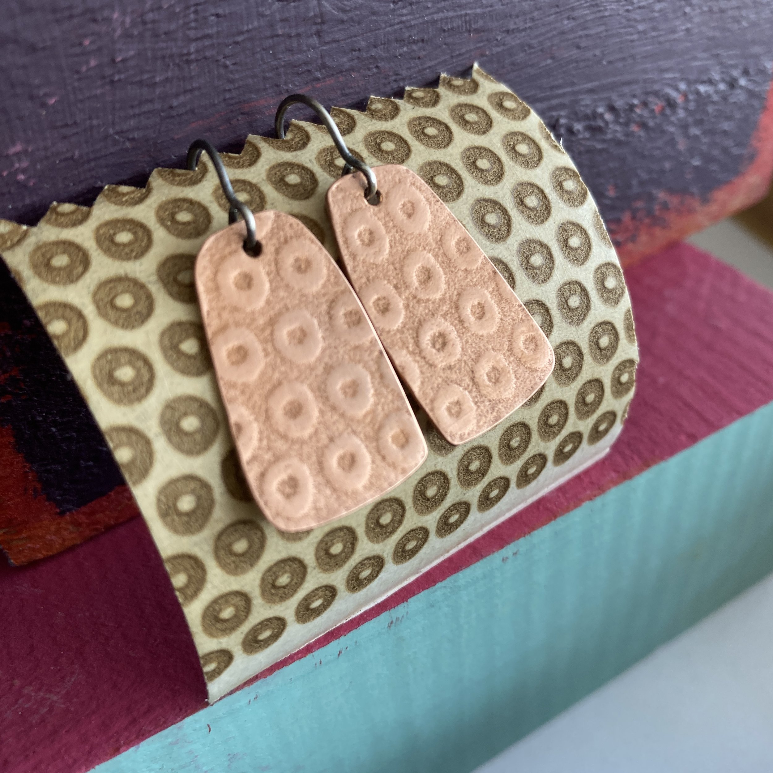 Textured Copper Dangle Earrings