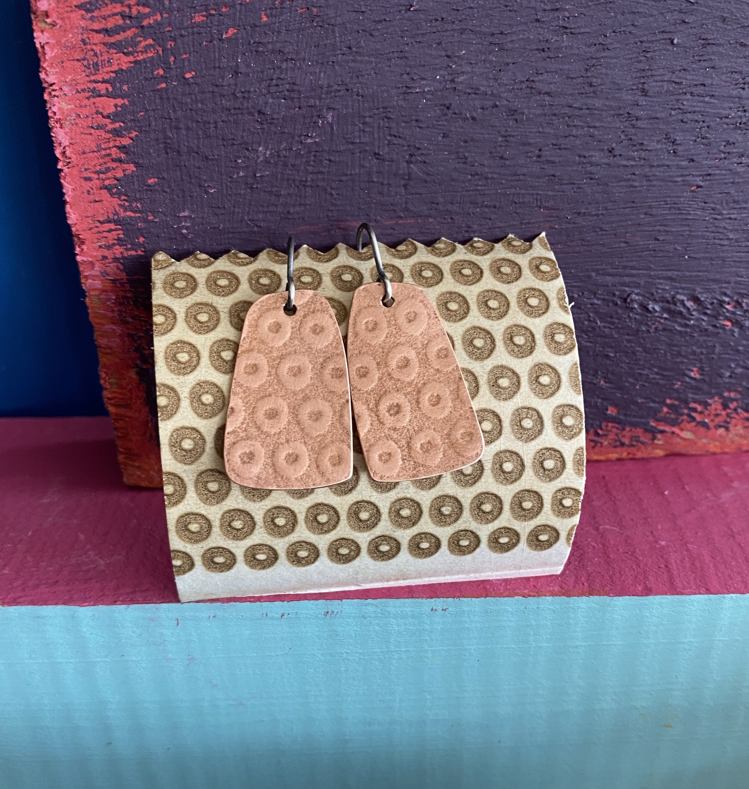 Textured Copper Dangle Earrings