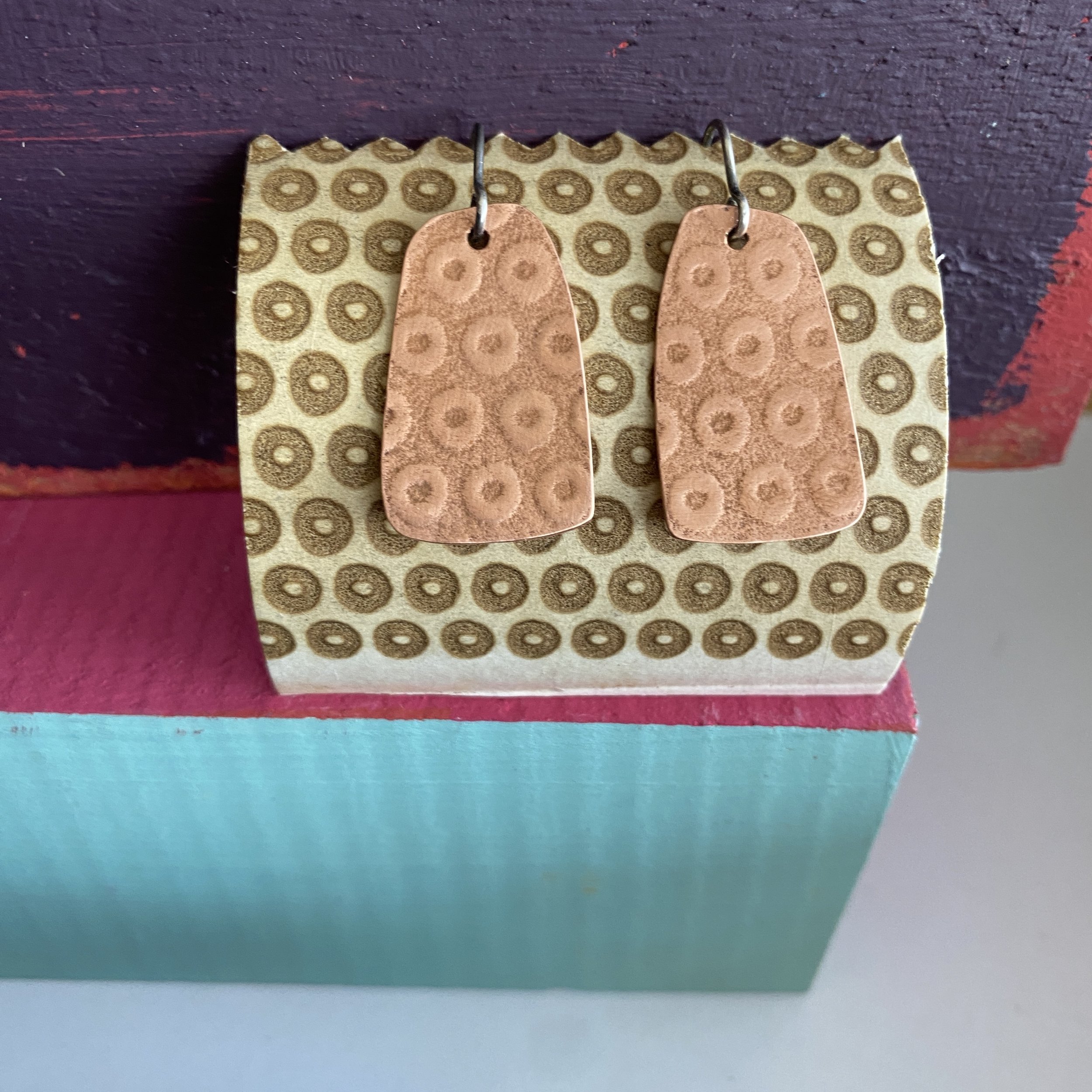 Textured Copper Dangle Earrings