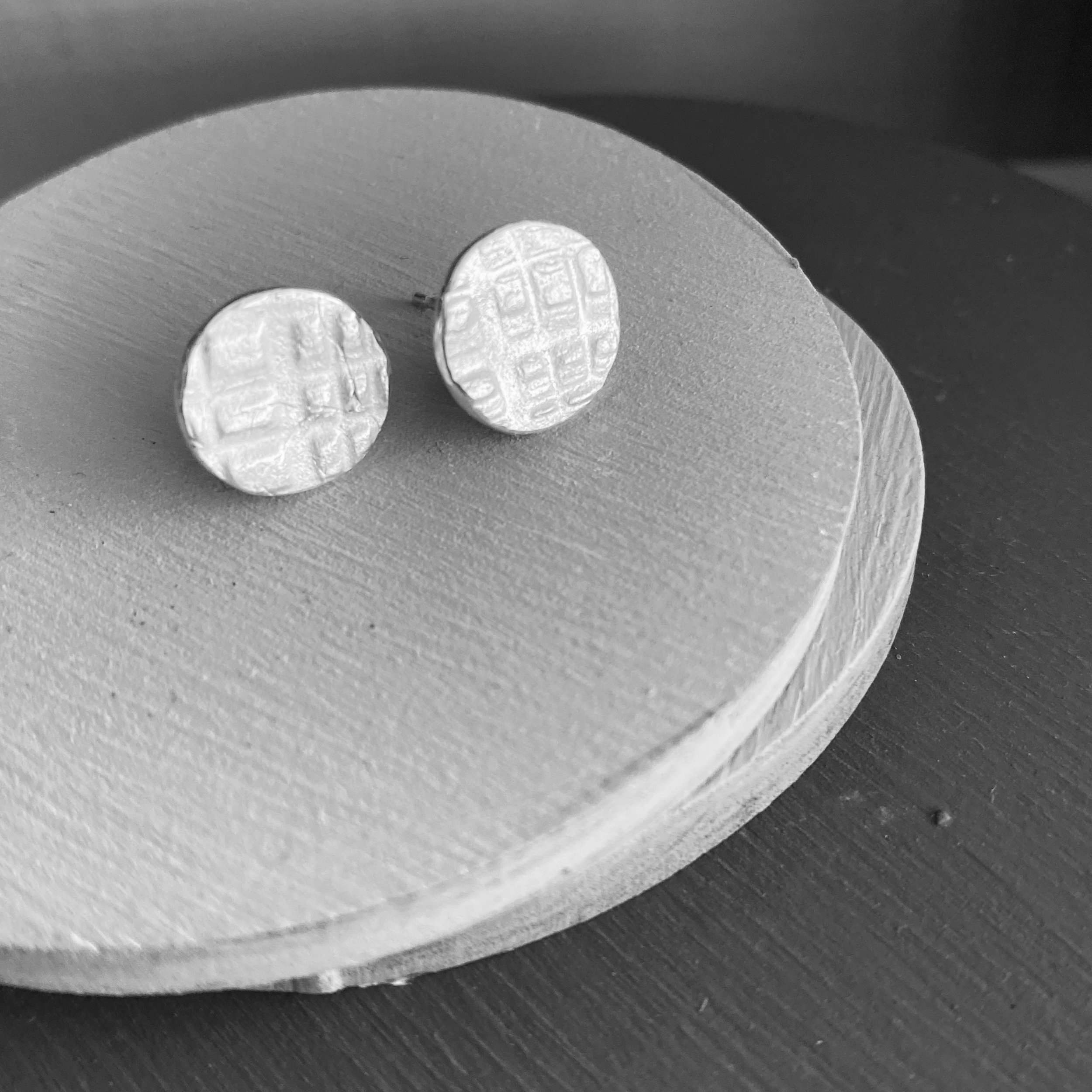Round Textured Fine Silver Studs