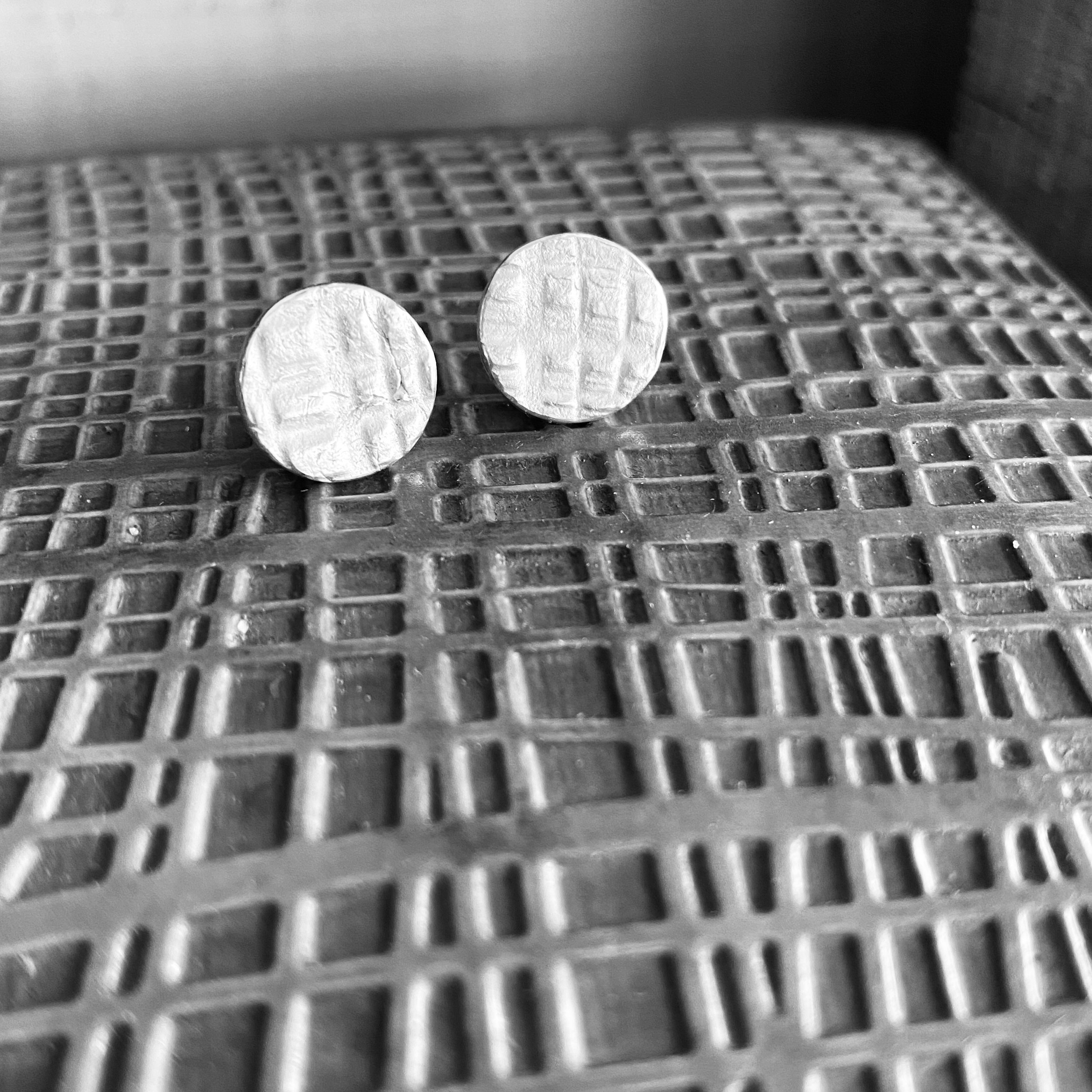 Round Textured Fine Silver Studs