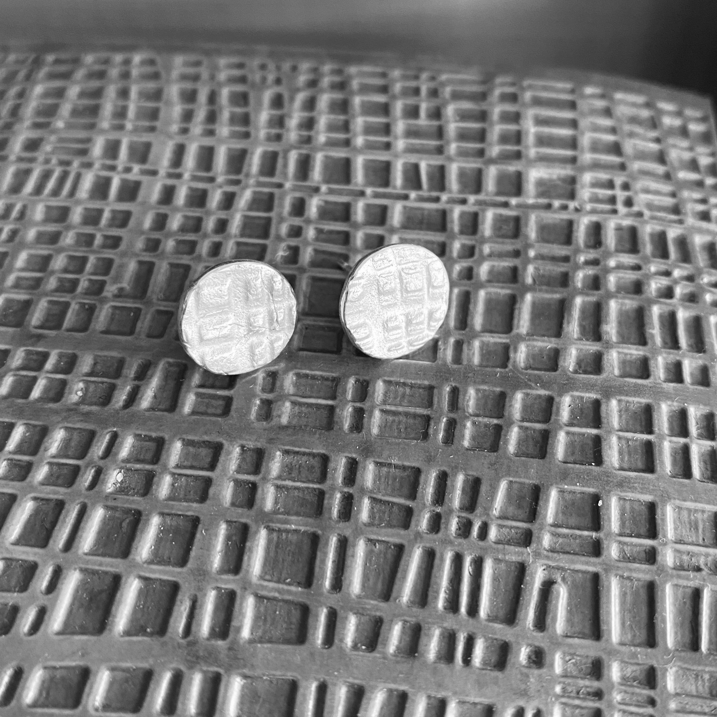 Round Textured Fine Silver Studs