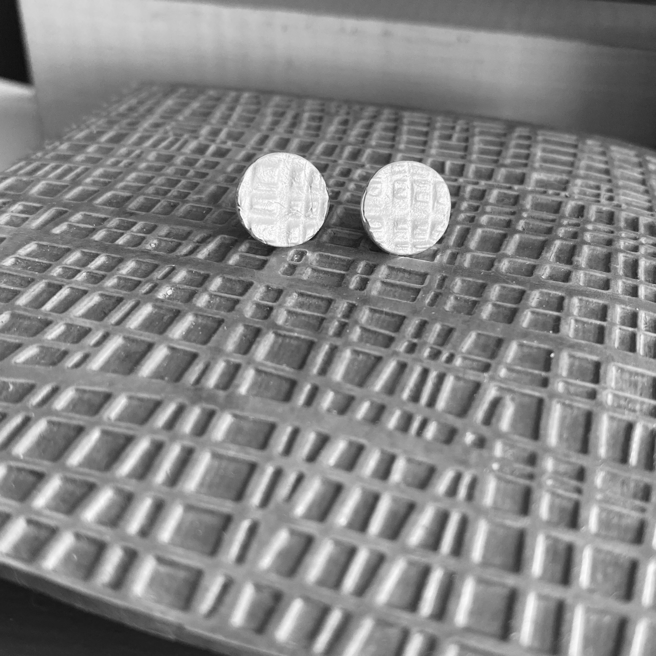 Round Textured Fine Silver Studs