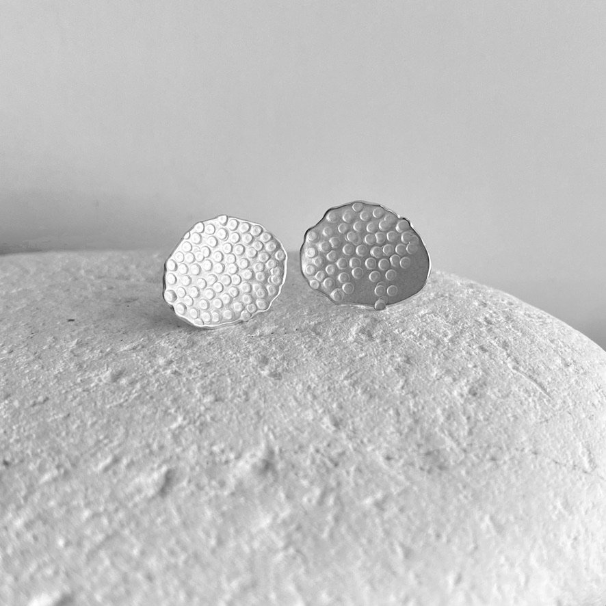 Organic Textured Silver Stud Earrings