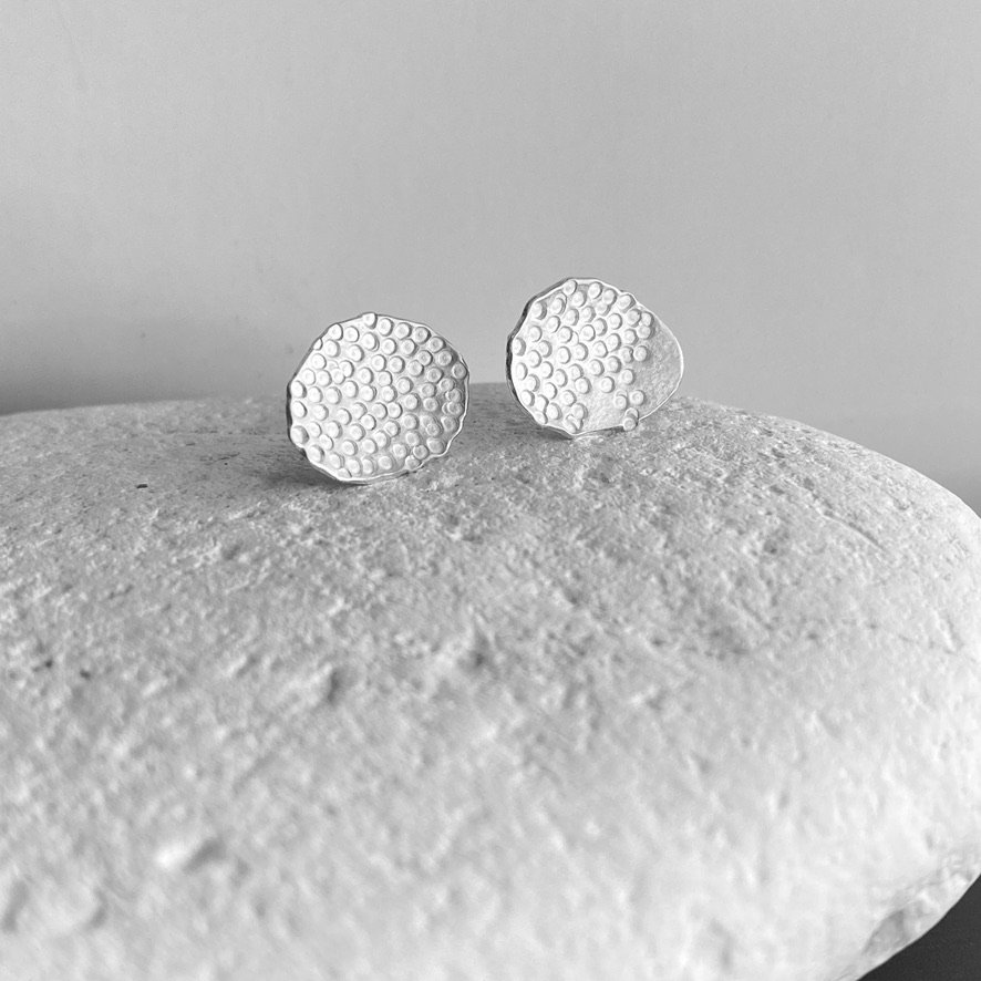 Organic Textured Silver Stud Earrings