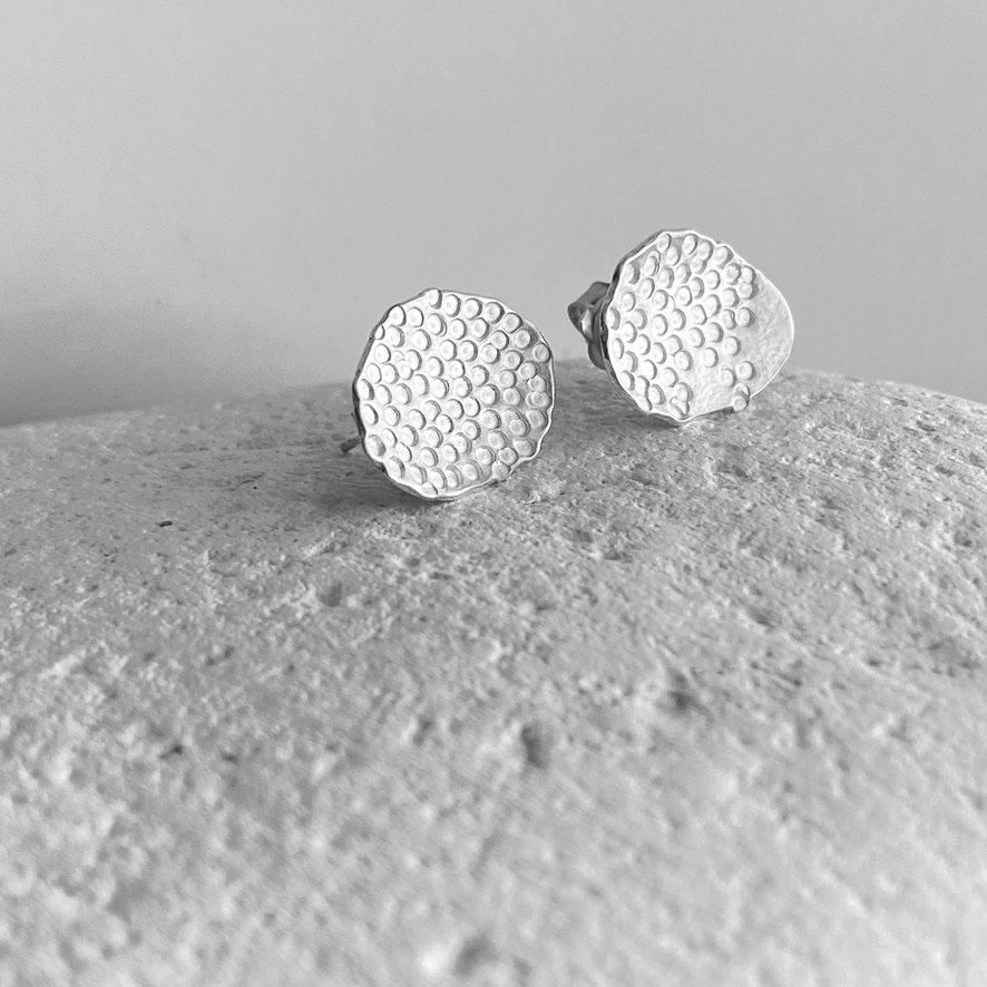 Organic Textured Silver Stud Earrings