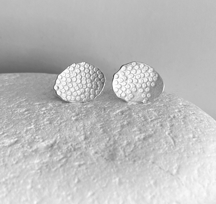 Organic Textured Silver Stud Earrings