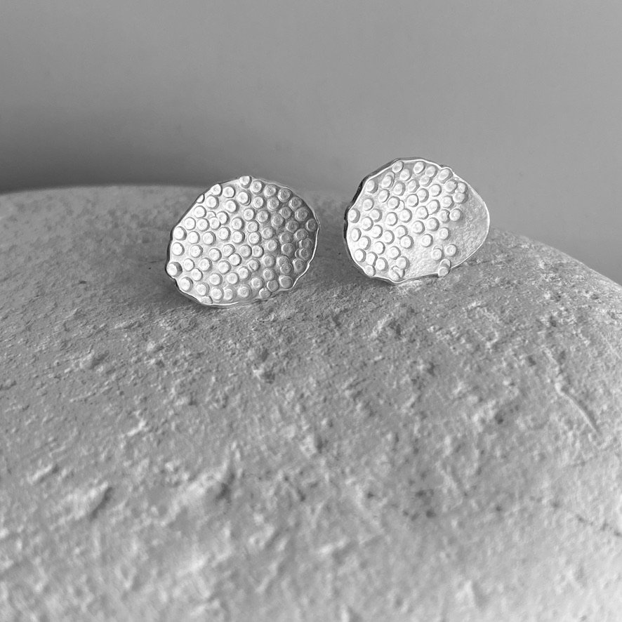Organic Textured Silver Stud Earrings