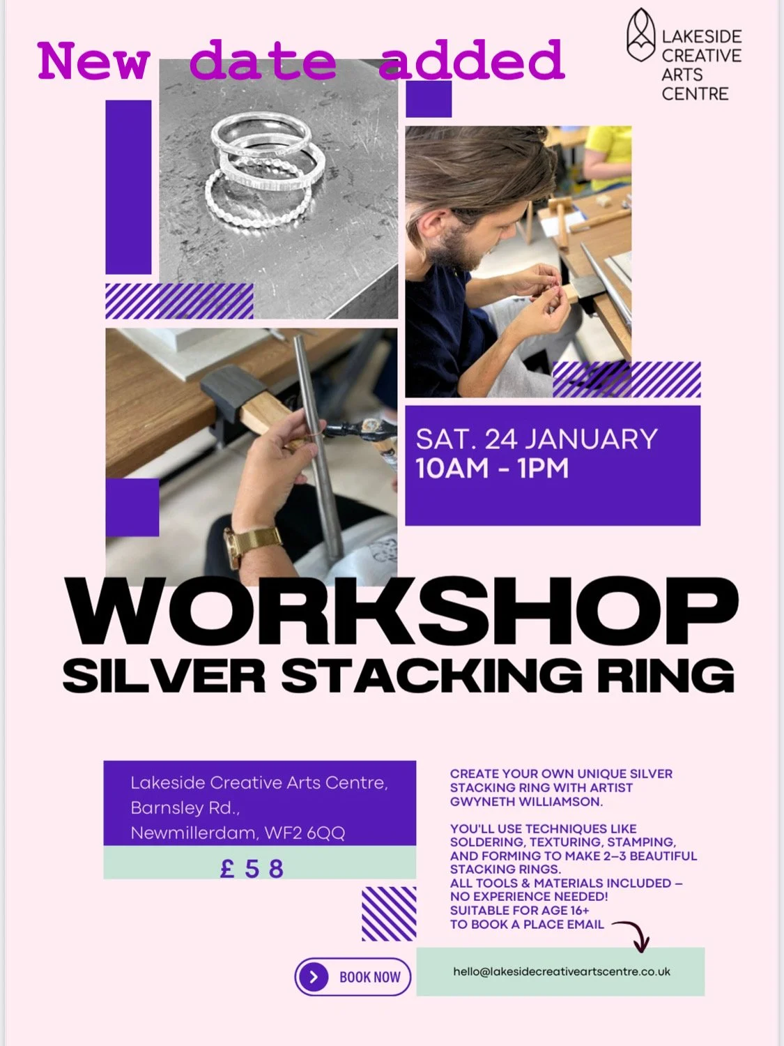 Make Silver Stacking Rings: Lakeside Creative Arts Centre, Newmillerdam - January 24th