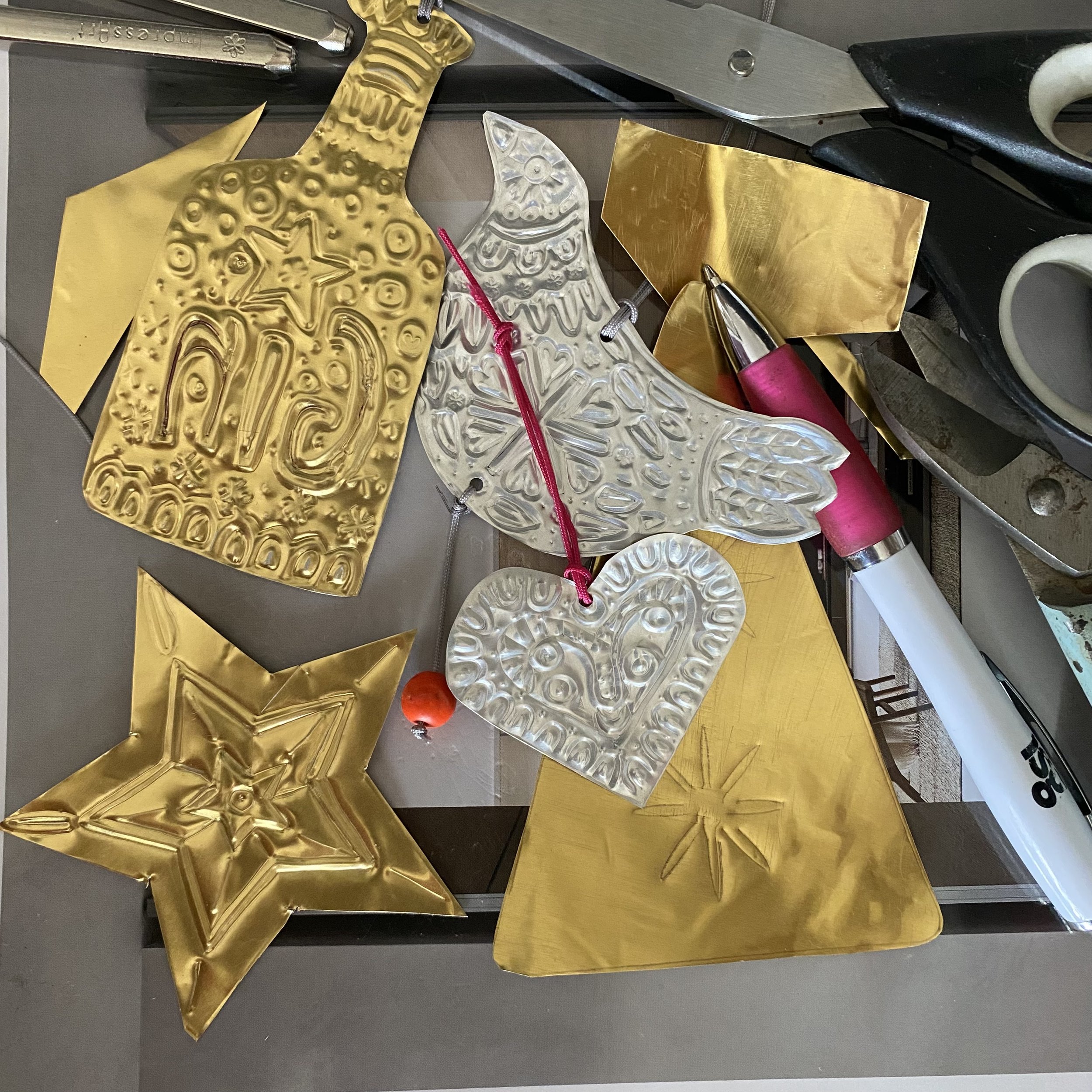 Embossed Metal Christmas Decorations Workshop