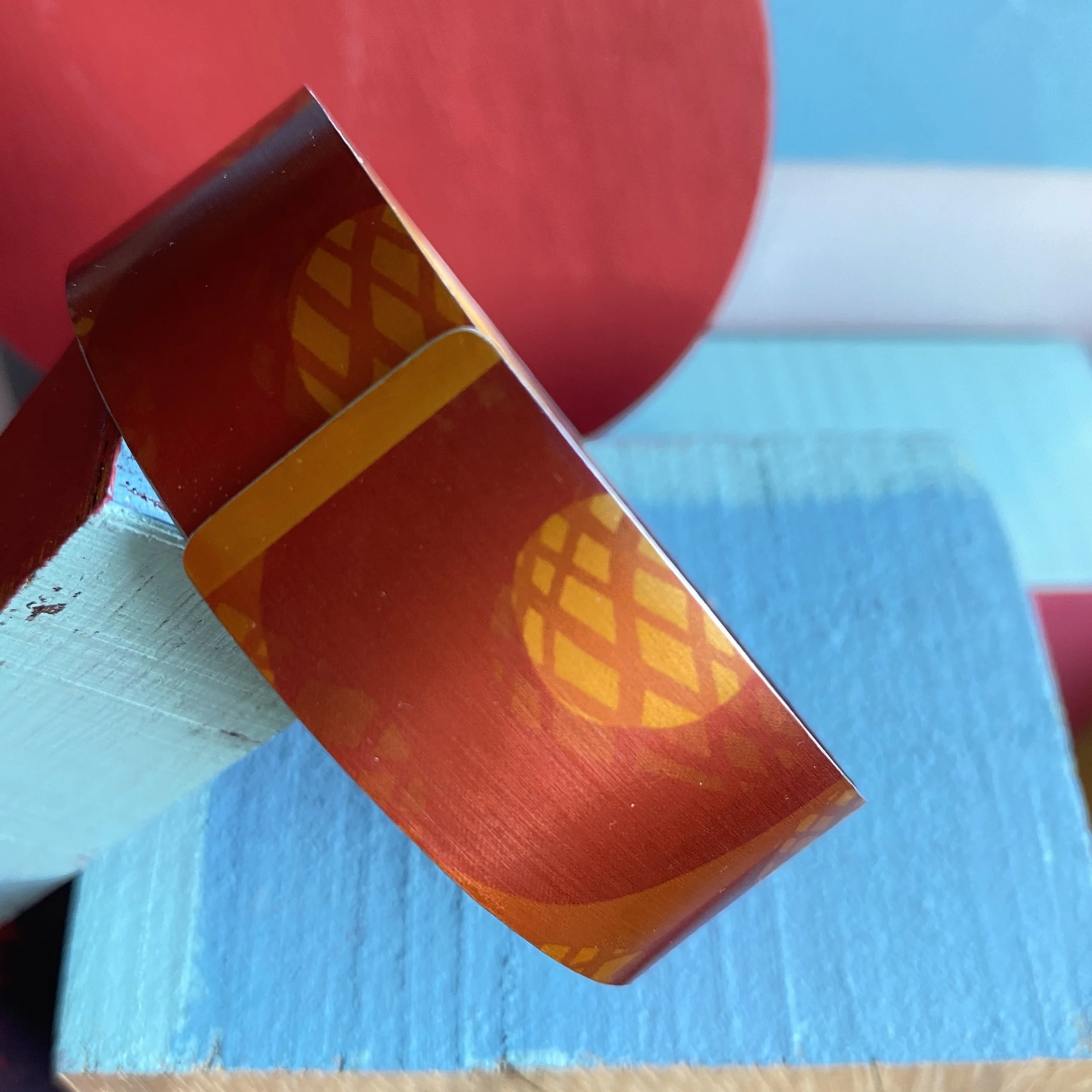 Narrow Cuff Bangle -Orange/Pink Abstract