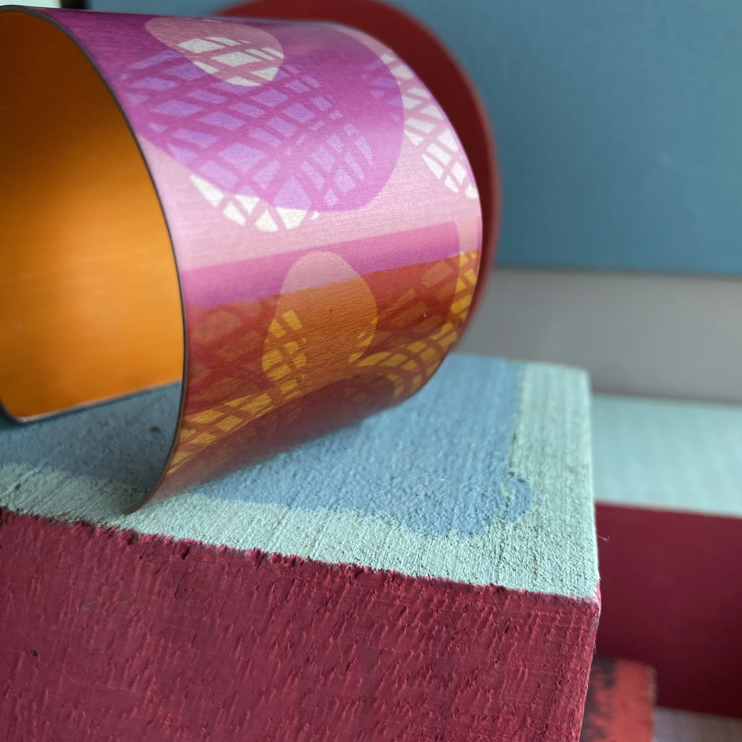 Pink Abstract/Orange Cuff