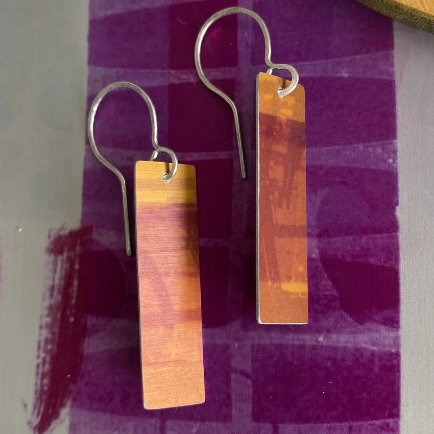Rectangle Aluminium Earrings-Sunset