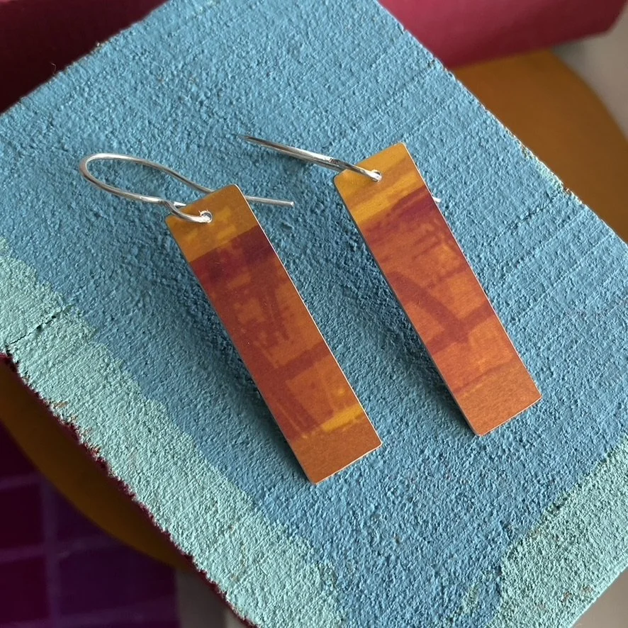 Rectangle Aluminium Earrings-Sunset