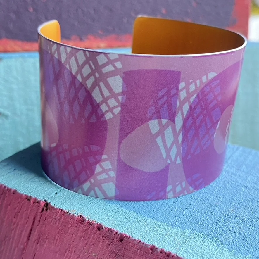 Pink Abstract/Orange Cuff