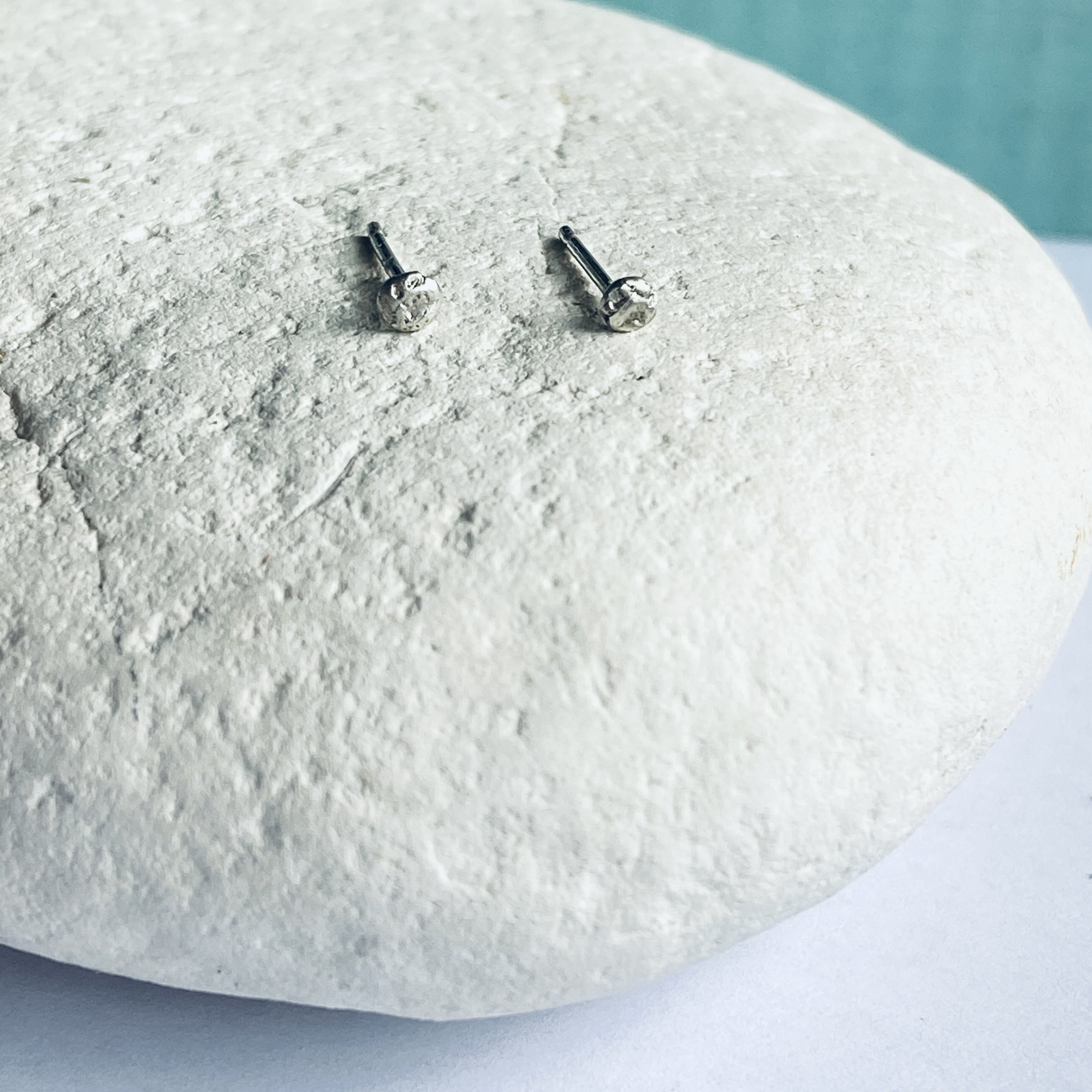 Tiny textured Fine Silver Studs