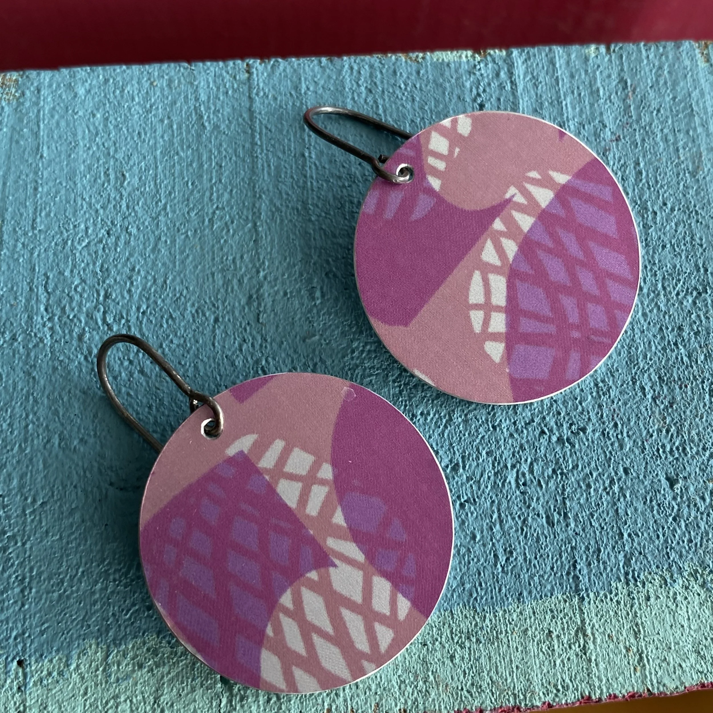 Large Disc Aluminium Earrings-Pinks