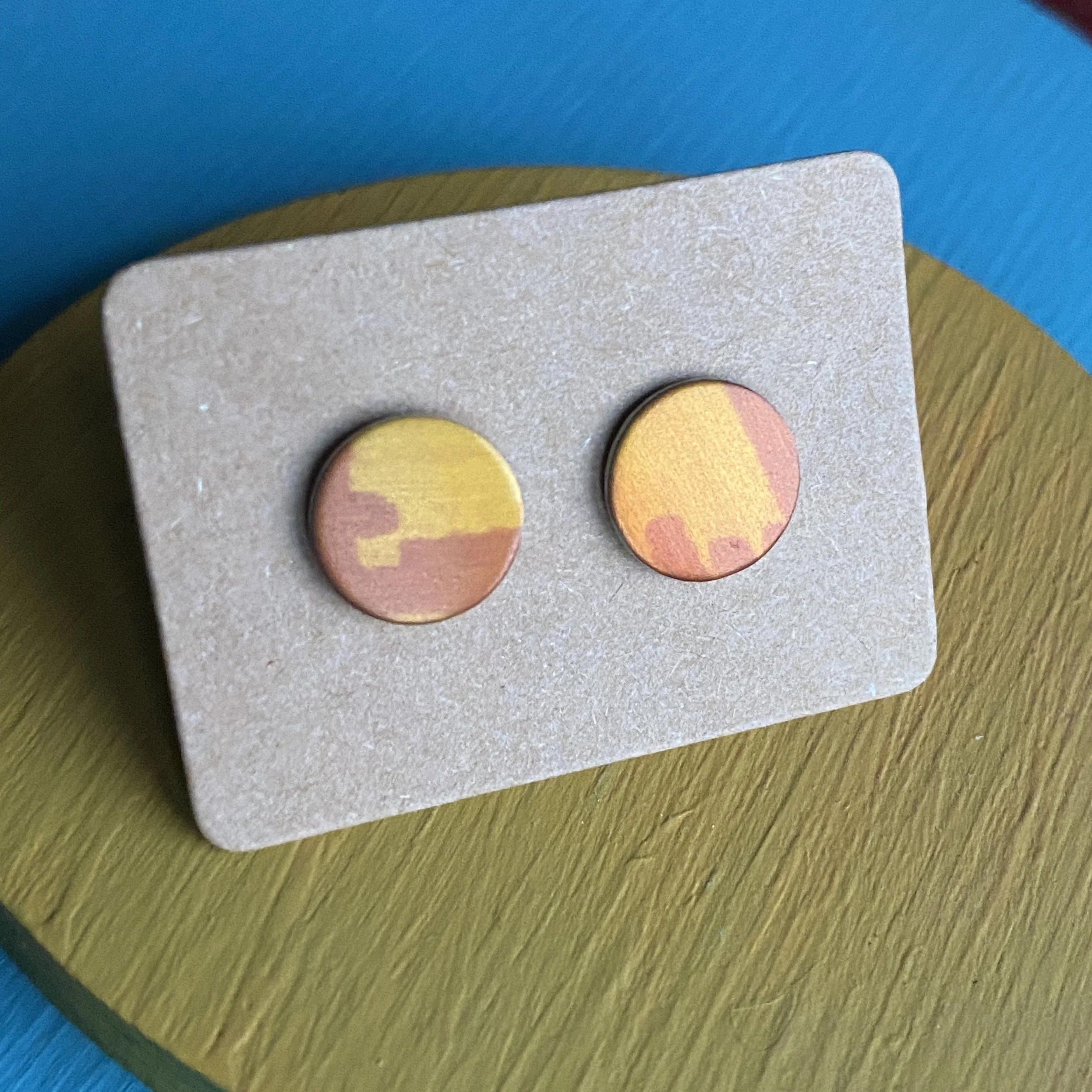Medium Orange Abstract Studs