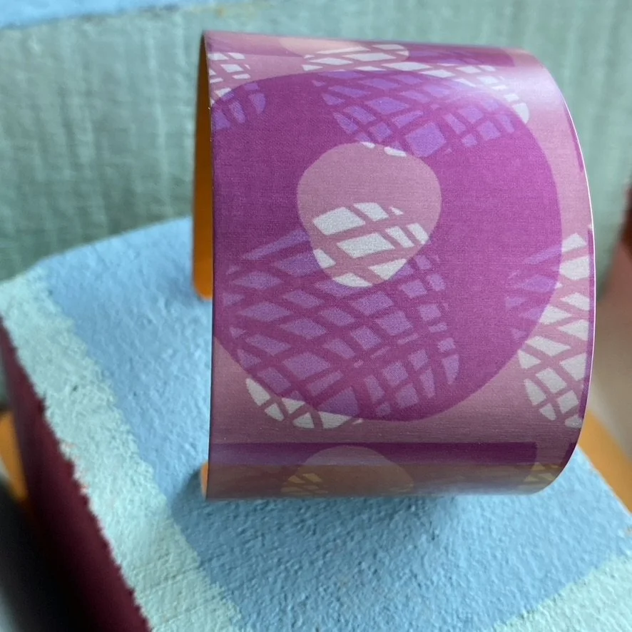 Pink Abstract/Orange Cuff