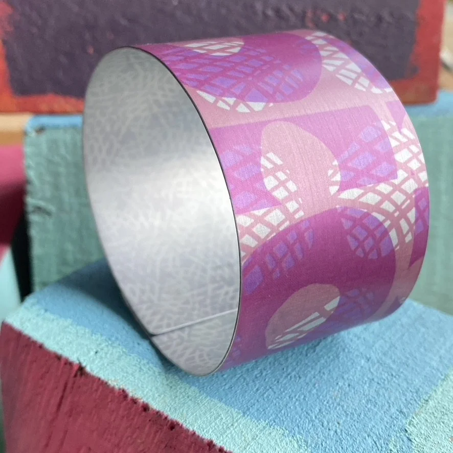 Pink Abstract Wide Cuff Bangle