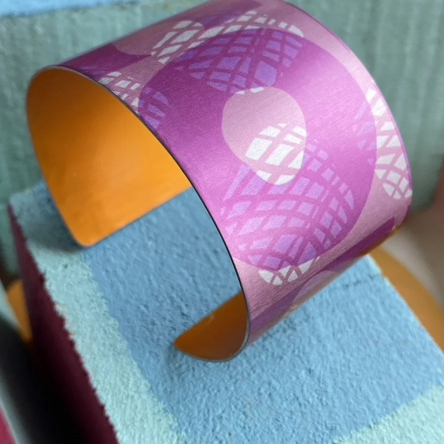 Pink Abstract/Orange Cuff