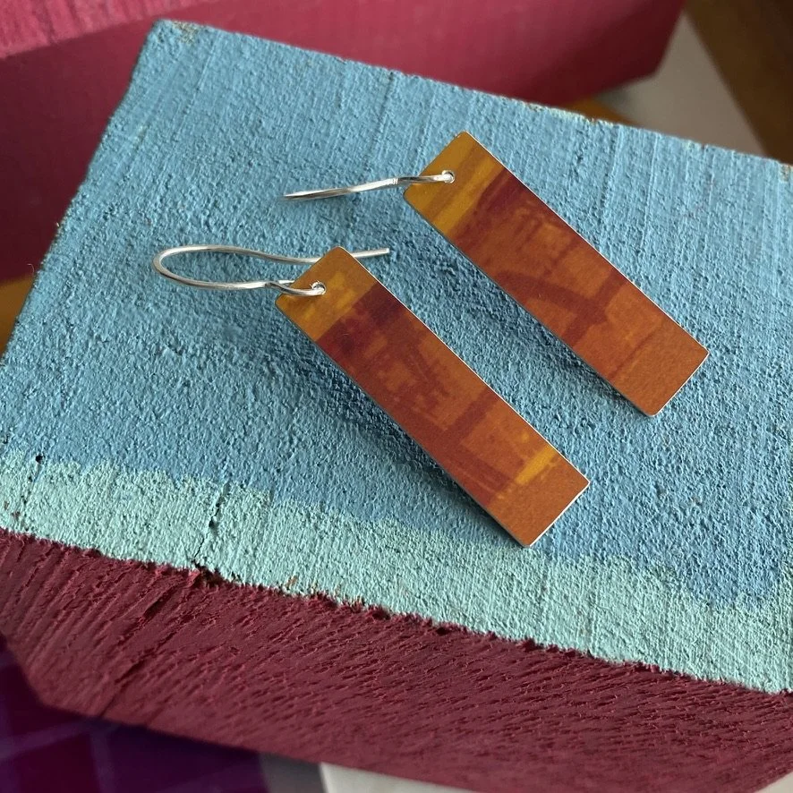 Rectangle Aluminium Earrings-Sunset