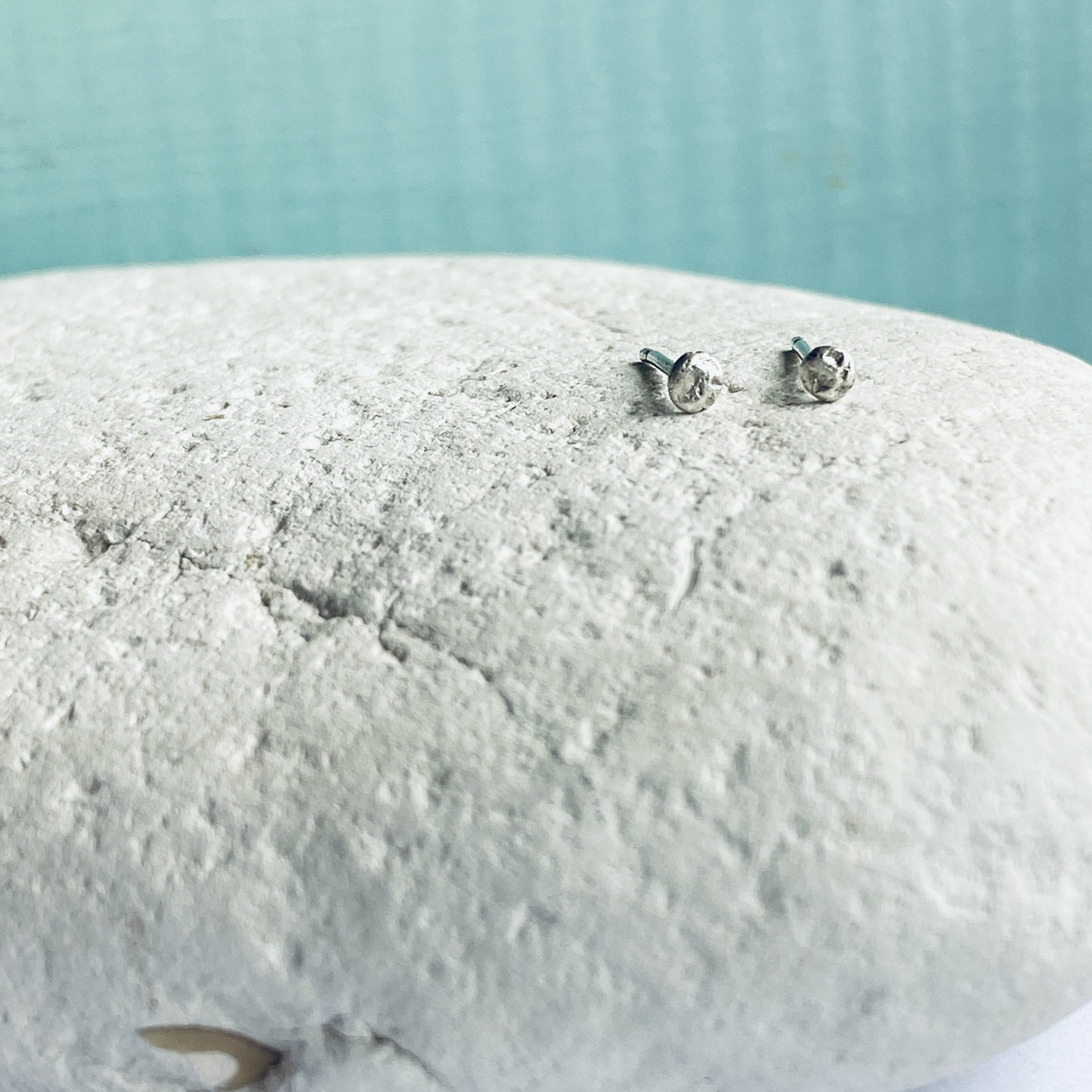 Tiny textured Fine Silver Studs