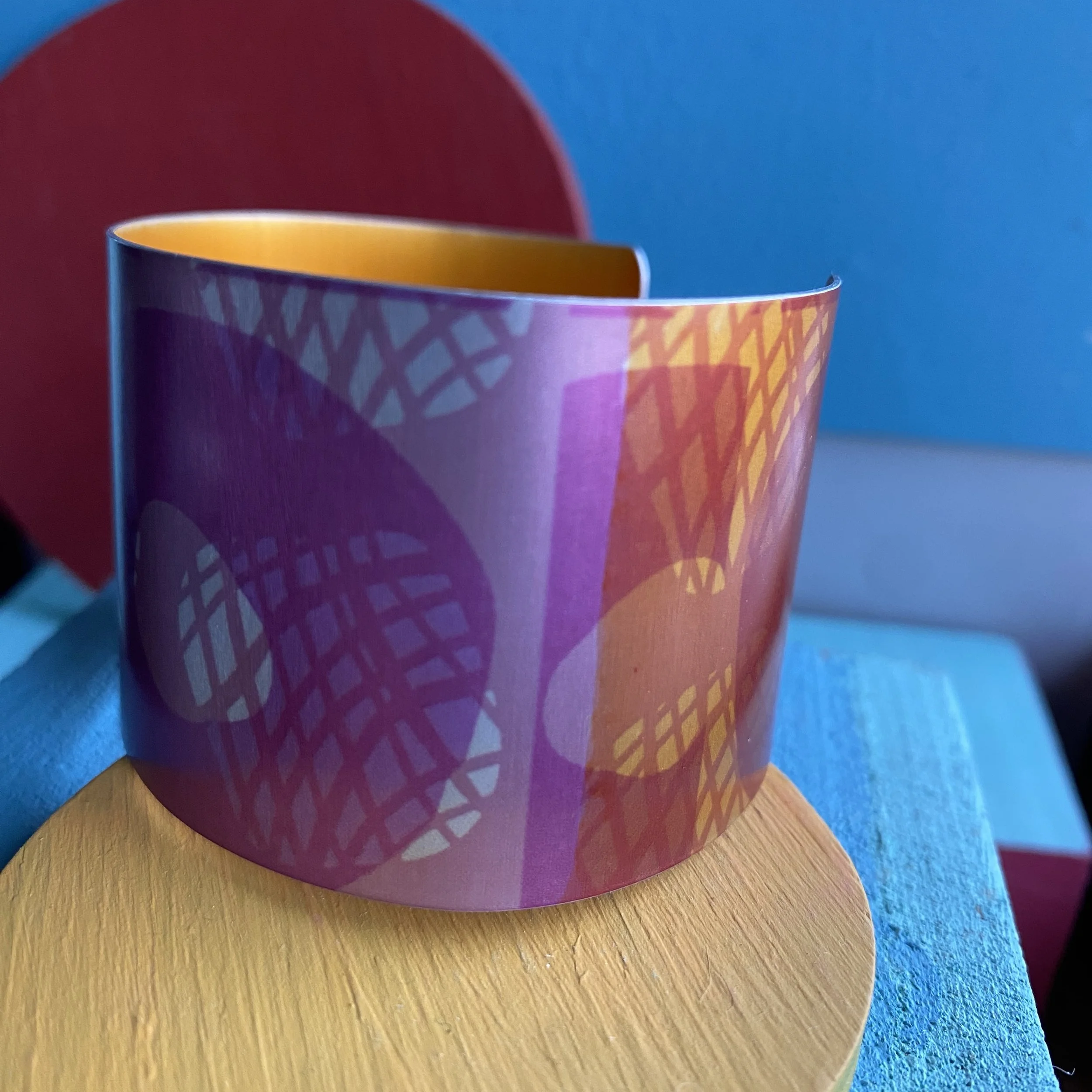 Pink Abstract/Orange Cuff
