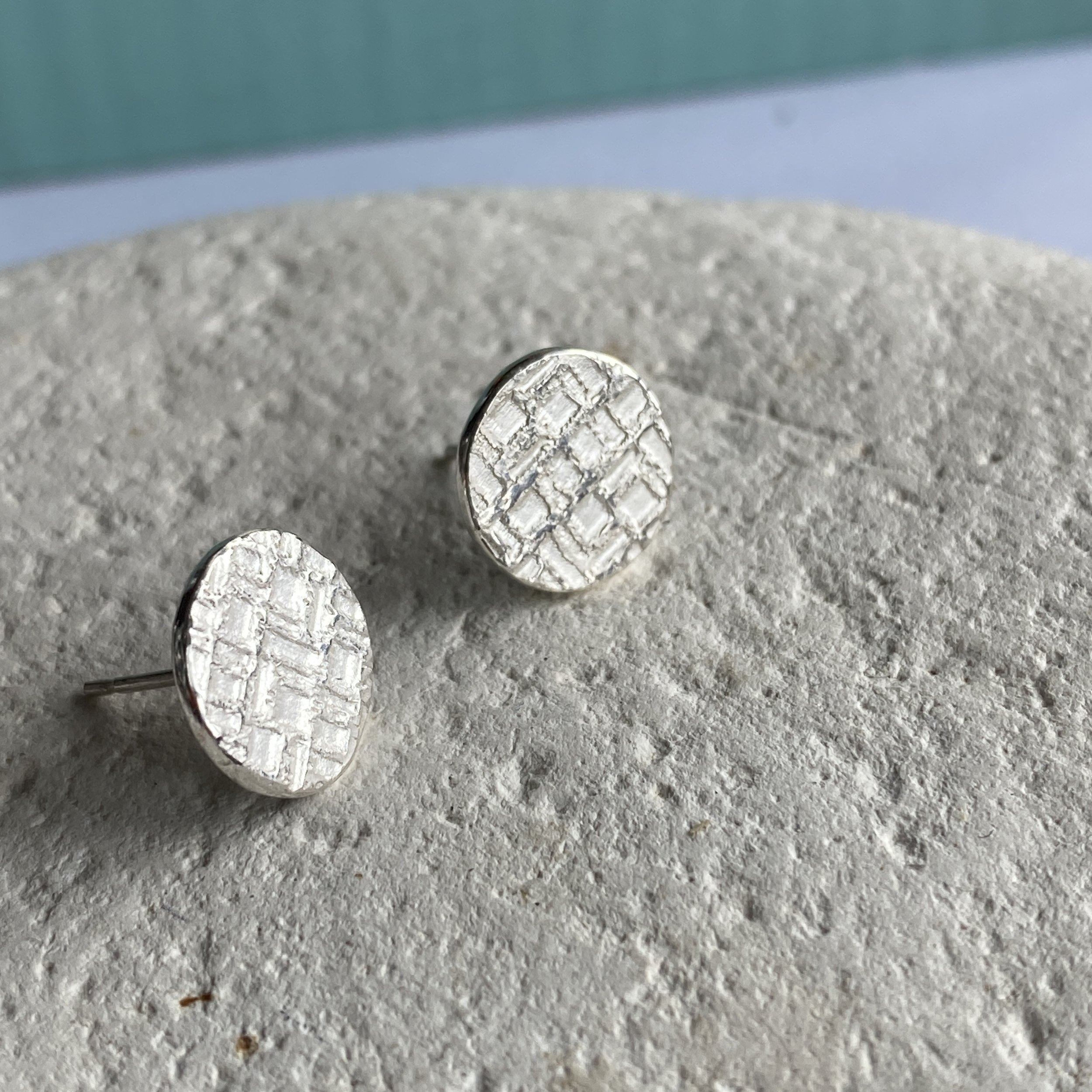 Round Textured Fine Silver Studs no.2