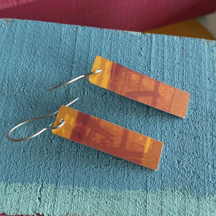 Rectangle Aluminium Earrings-Sunset