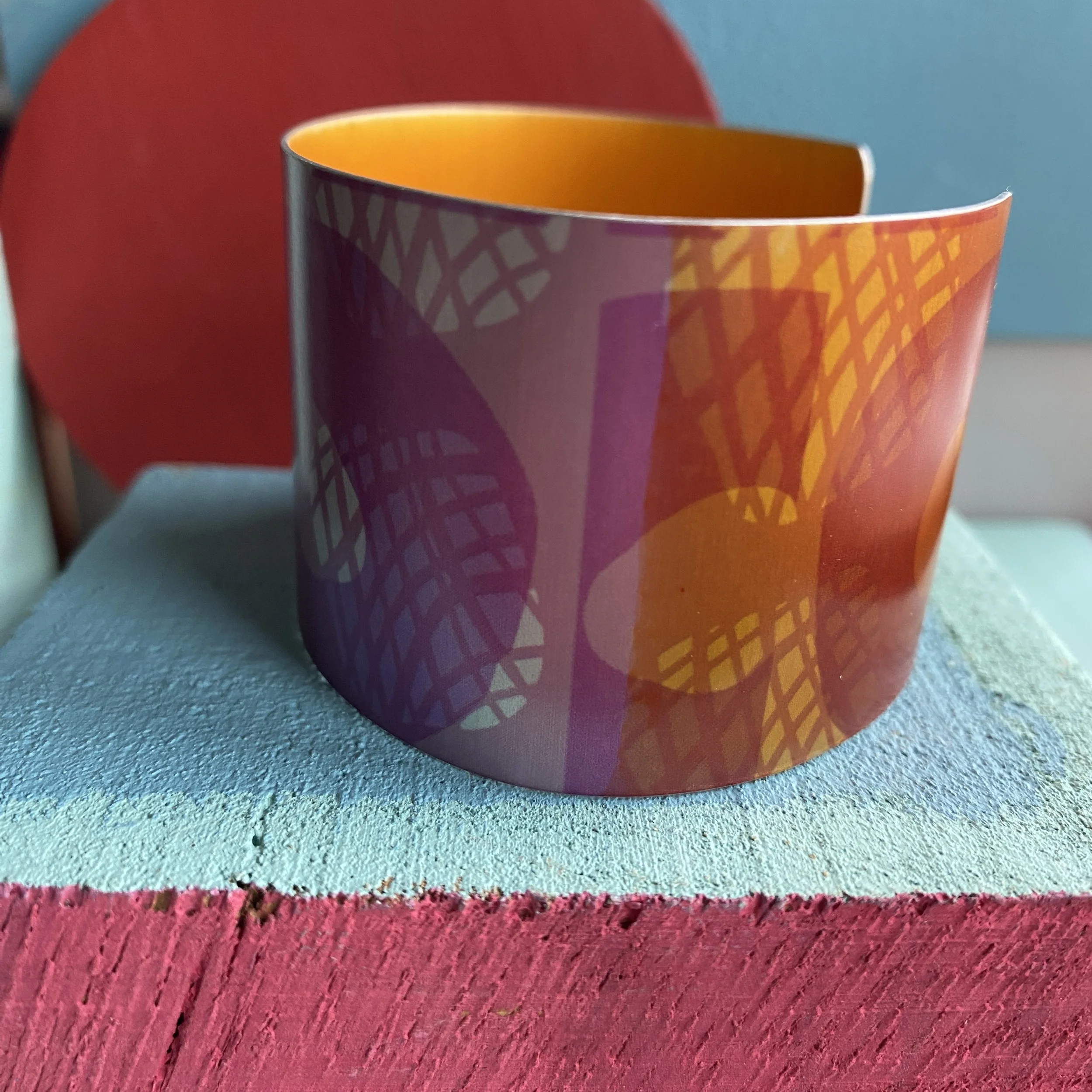 Pink Abstract/Orange Cuff