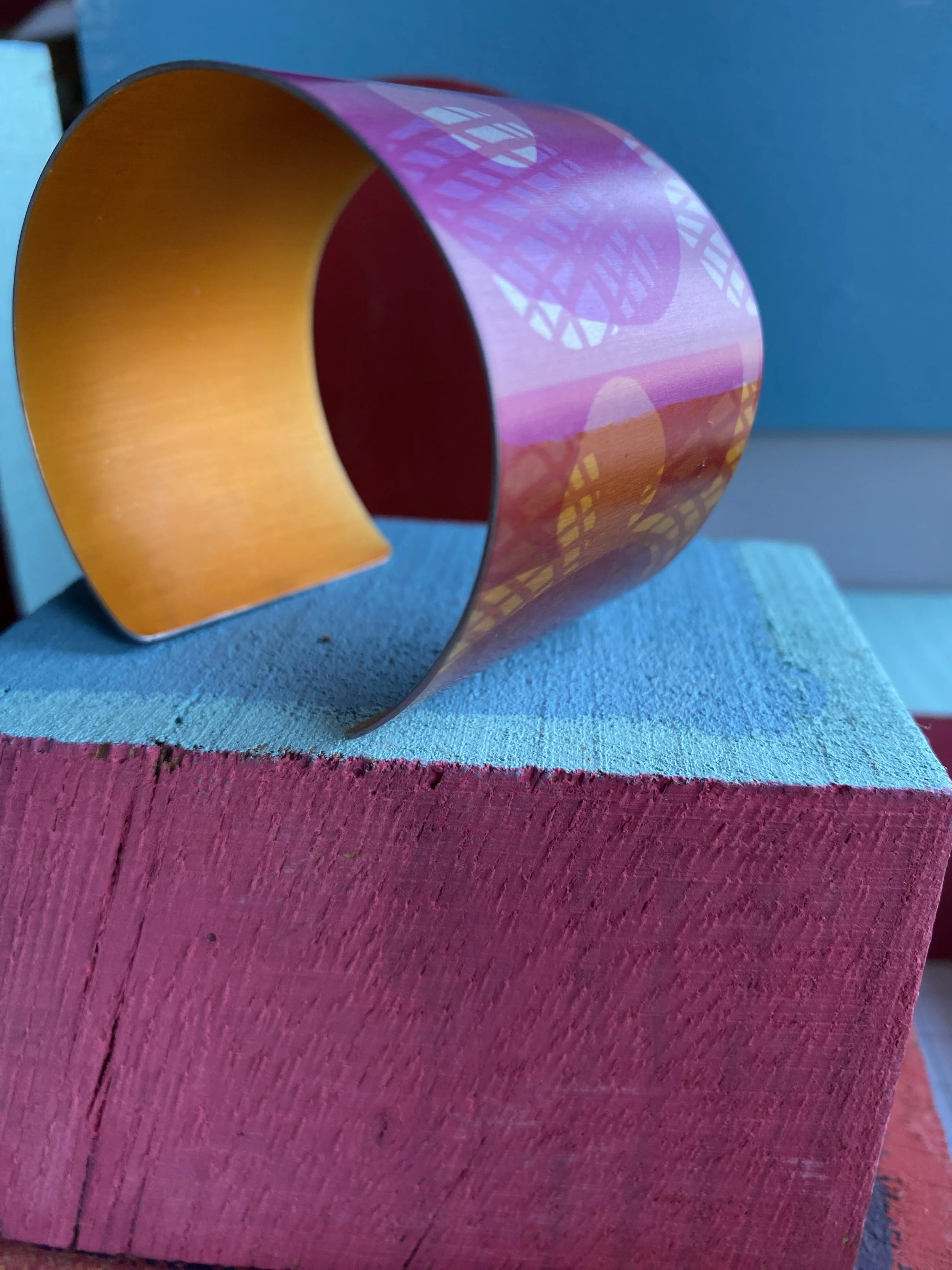 Pink Abstract/Orange Cuff