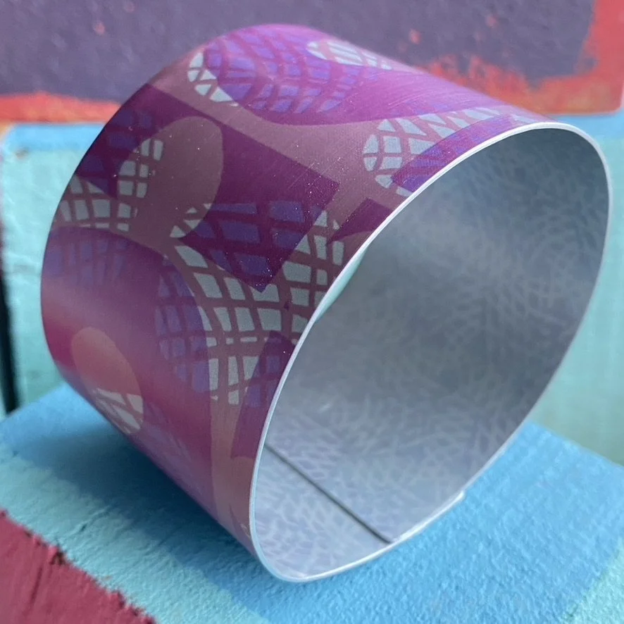Pink Abstract Wide Cuff Bangle