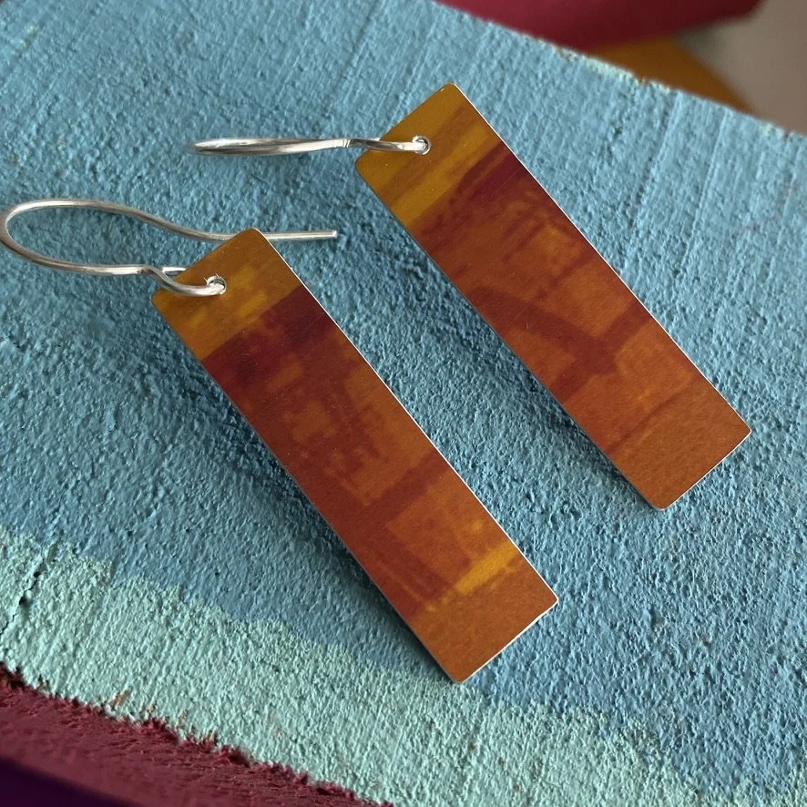Rectangle Aluminium Earrings-Sunset