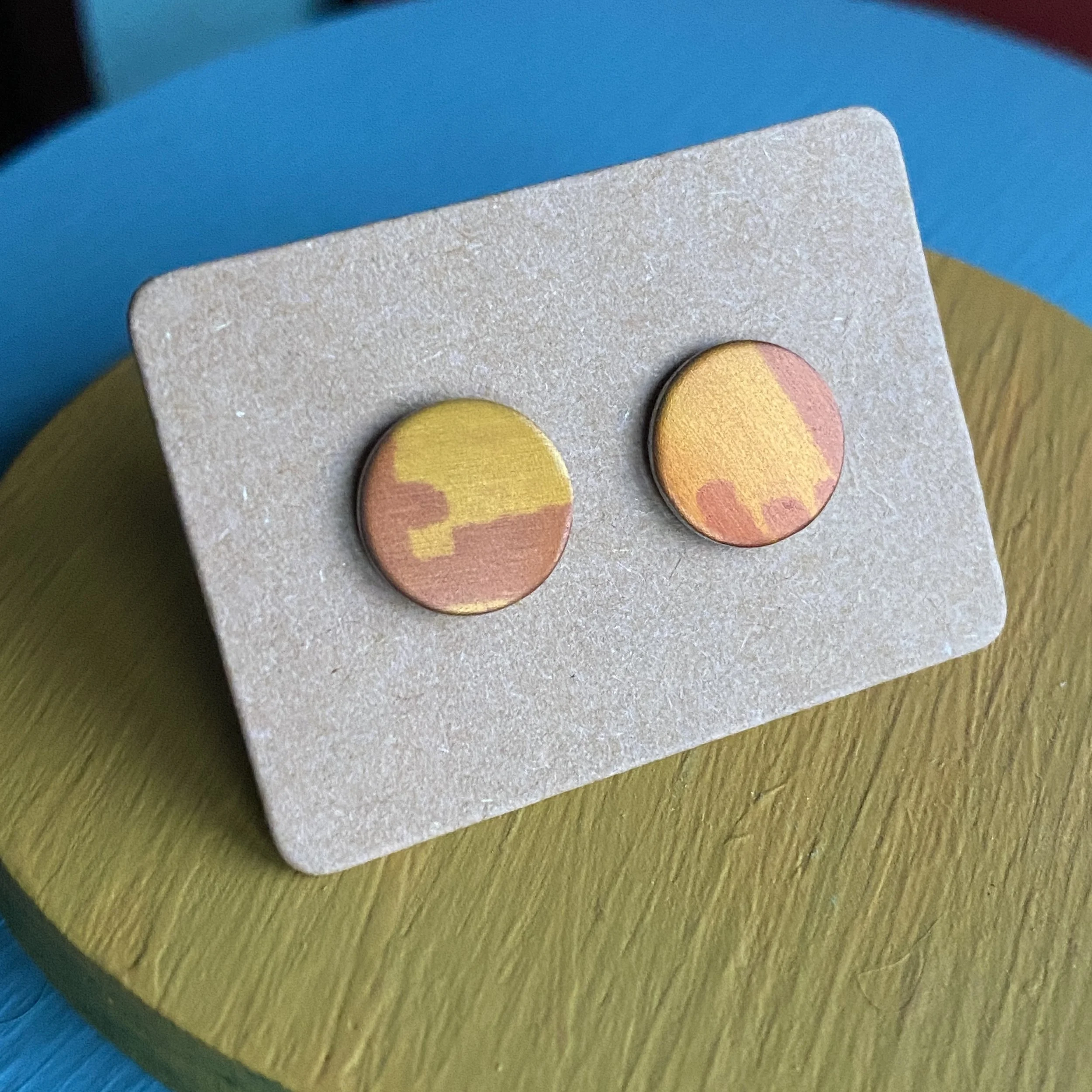 Medium Orange Abstract Studs