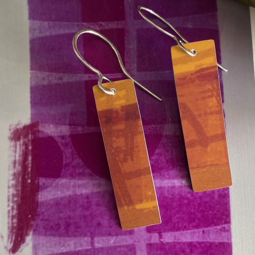 Rectangle Aluminium Earrings-Sunset