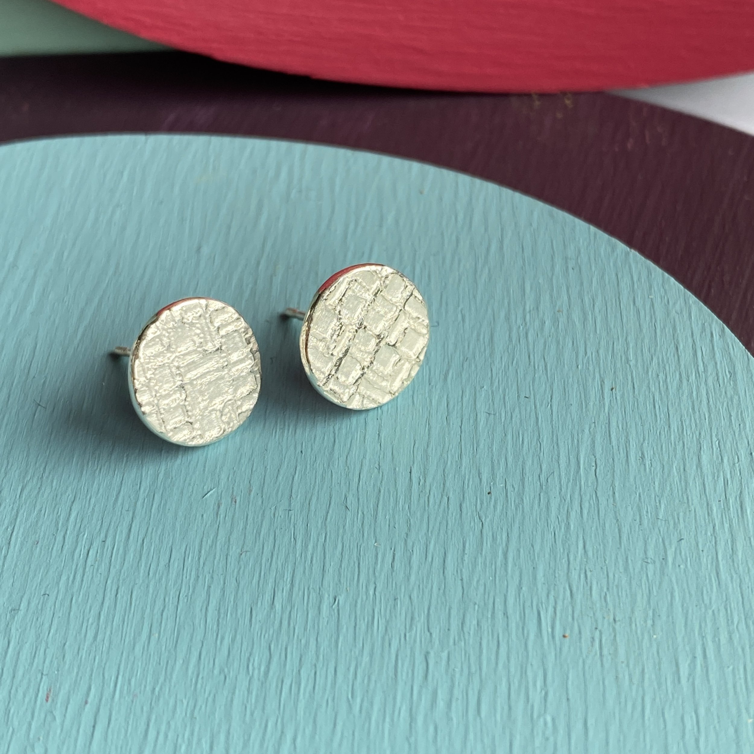Round Textured Fine Silver Studs no.2