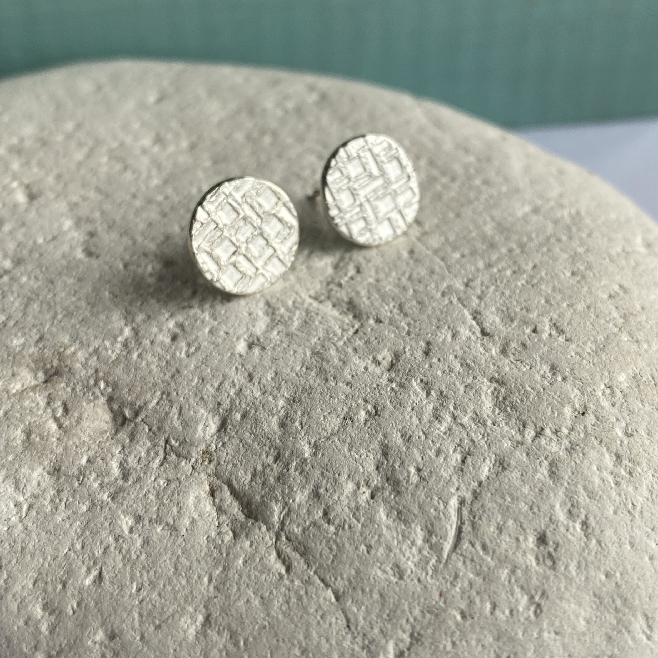 Round Textured Fine Silver Studs no.2